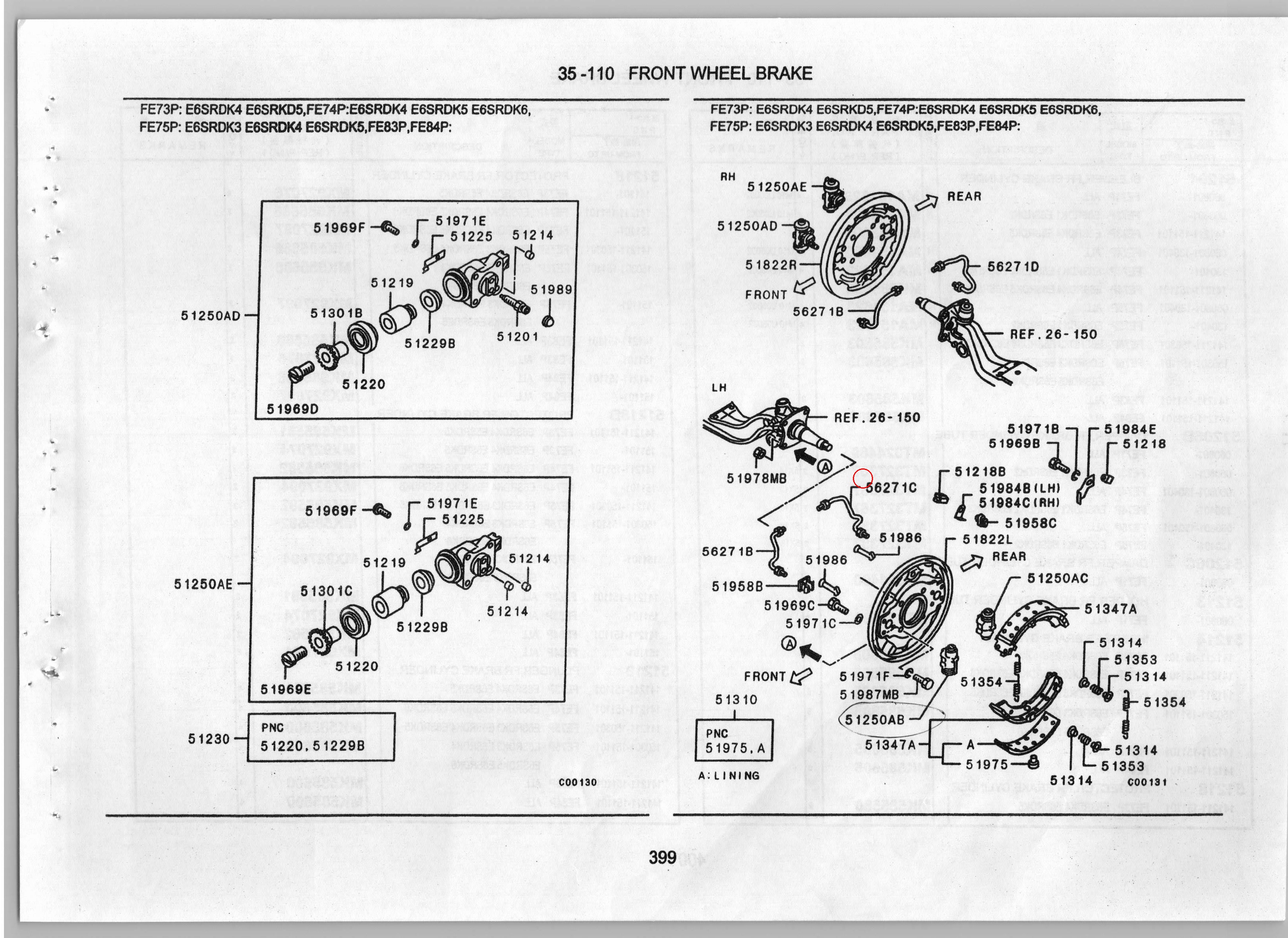 Diagram MX927099 TUBE,FR BRAKE CYLINDER CONNECTING - Mitsubishi