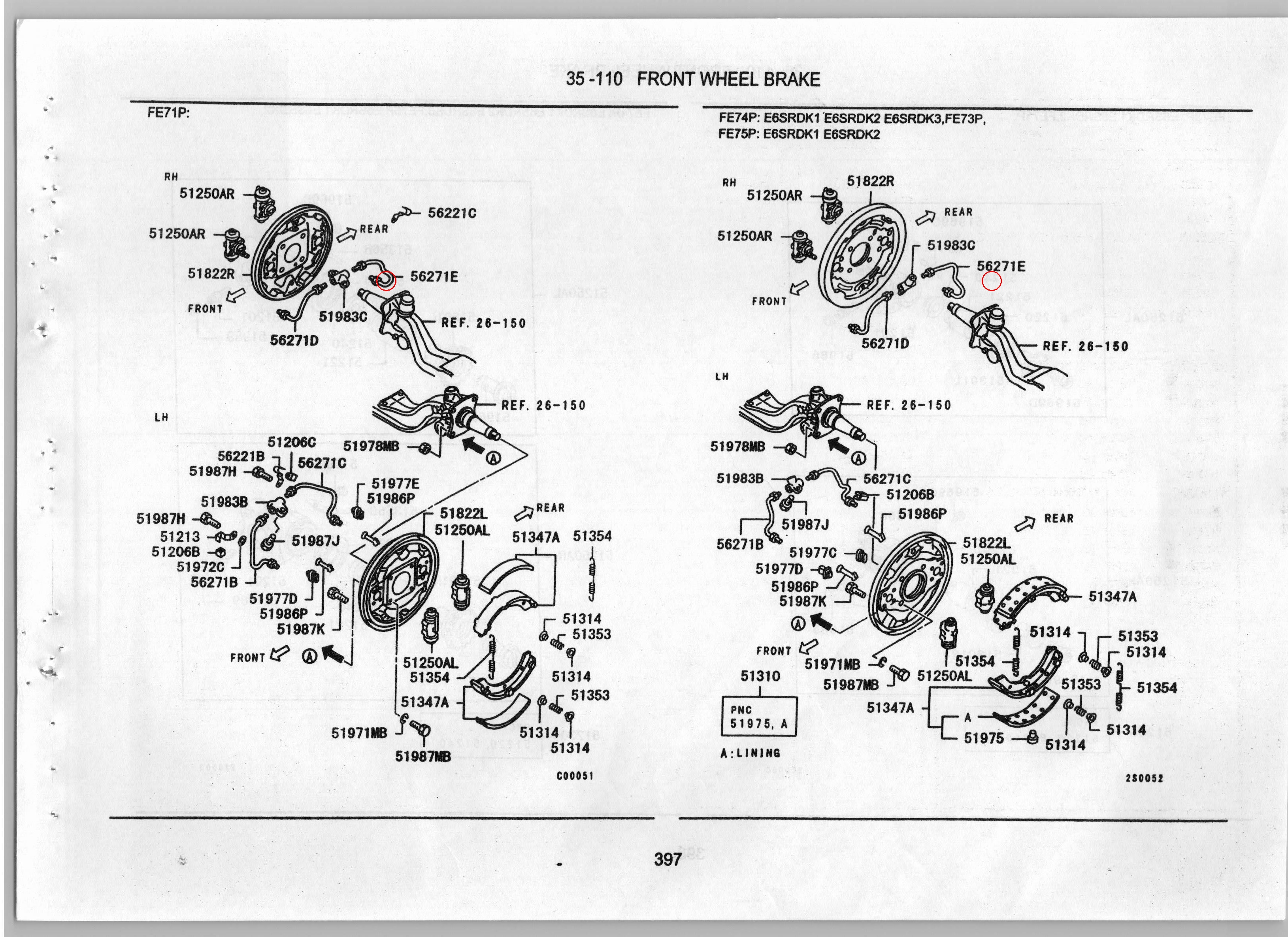 Diagram MK528504 TUBE,FR BRAKE CYLINDER CONNECTING - Mitsubishi