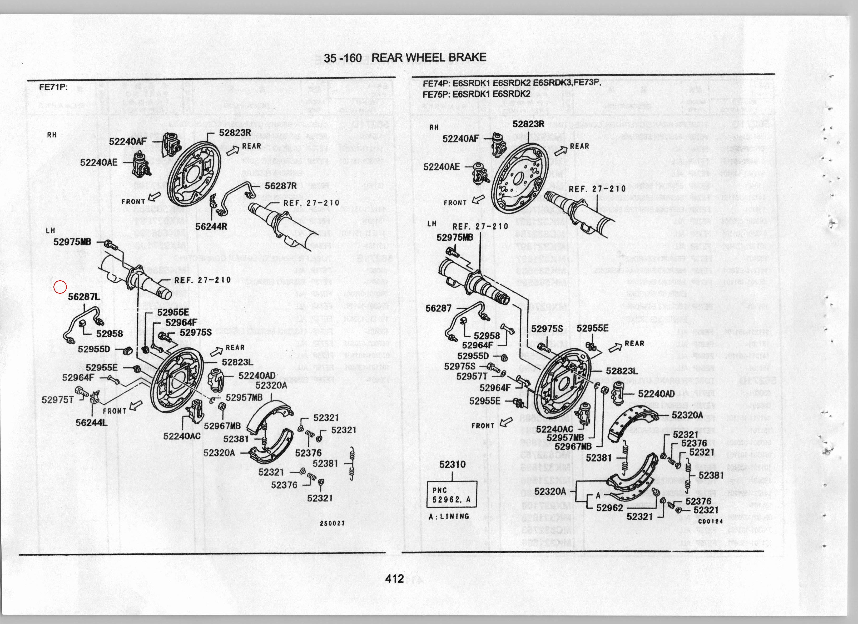 Diagram MC895200 TUBE, RR BRAKE CYLINDER CONNECTING,LH - Mitsubishi