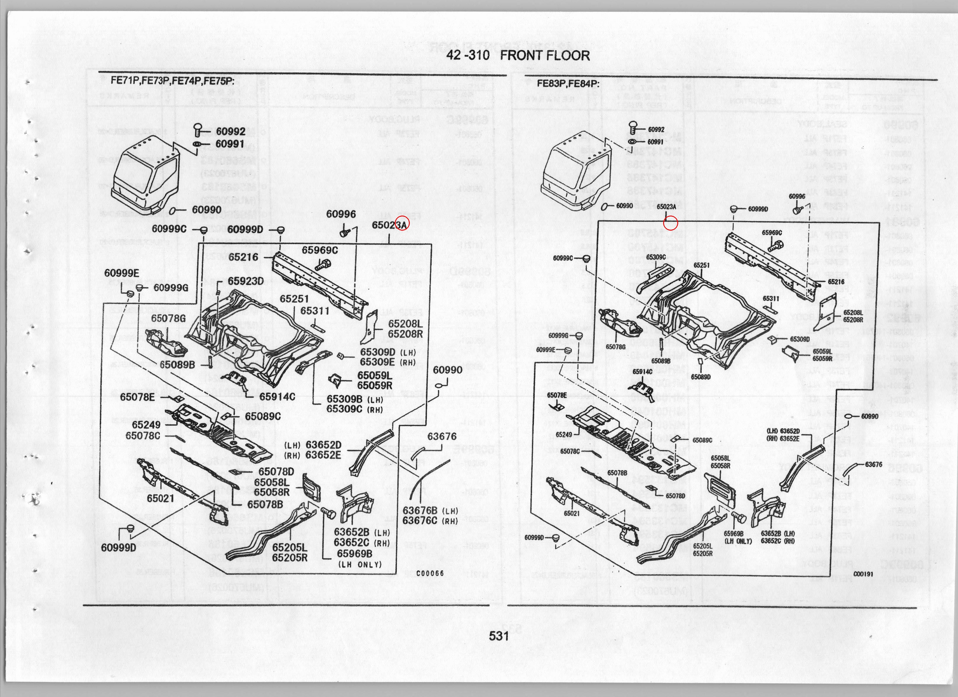 Diagram MK704167 FLOOR ASSY,FR - Mitsubishi