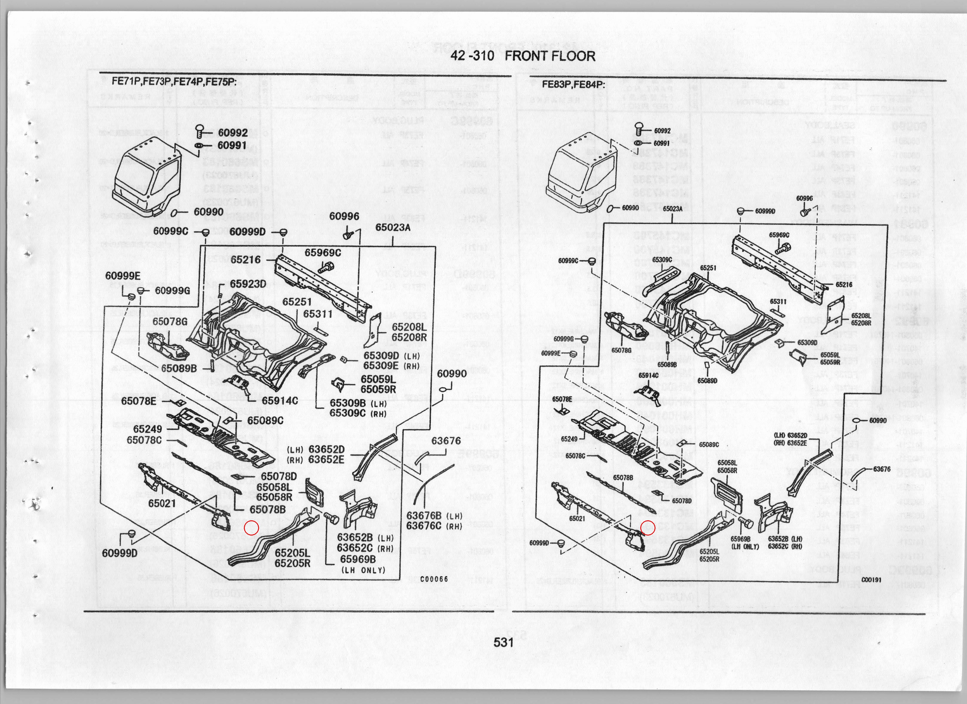 Diagram MK705231 REINFORCEMENT, FR FLOOR - Mitsubishi