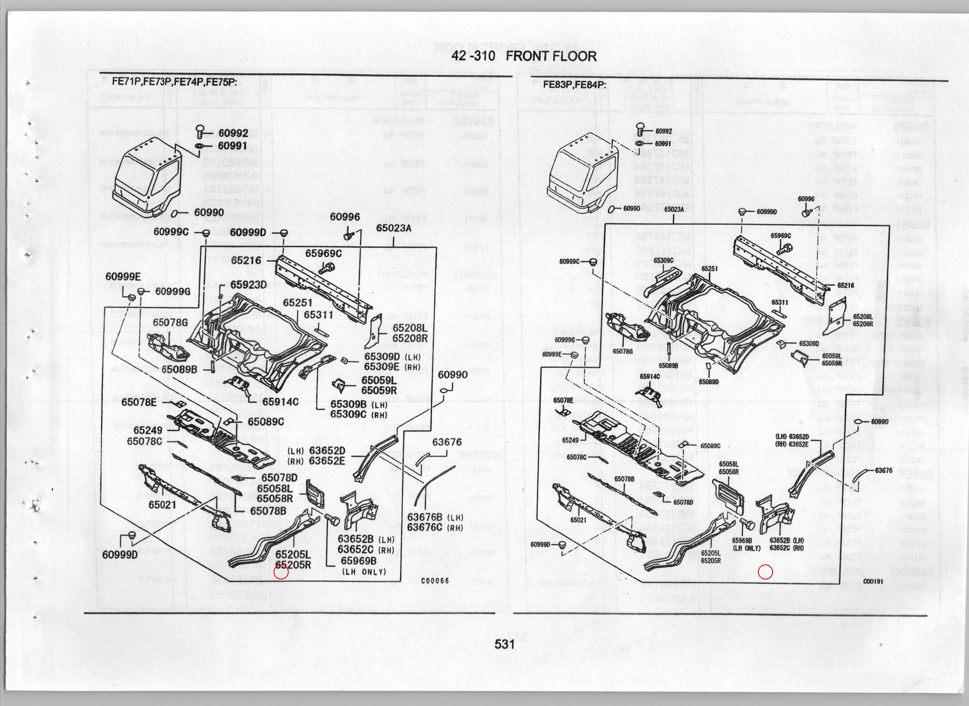 Diagram MK997100 FRAME,CAB UNDER FLOOR,LH - Mitsubishi