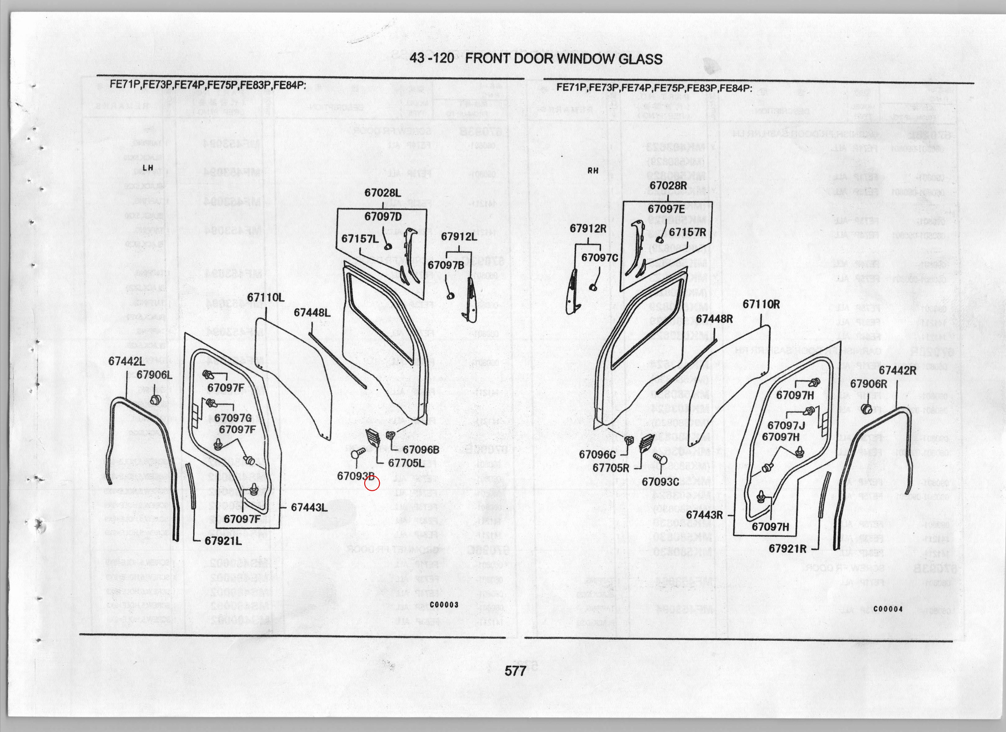 Diagram MF453094 SCREW,FR DOOR - Mitsubishi