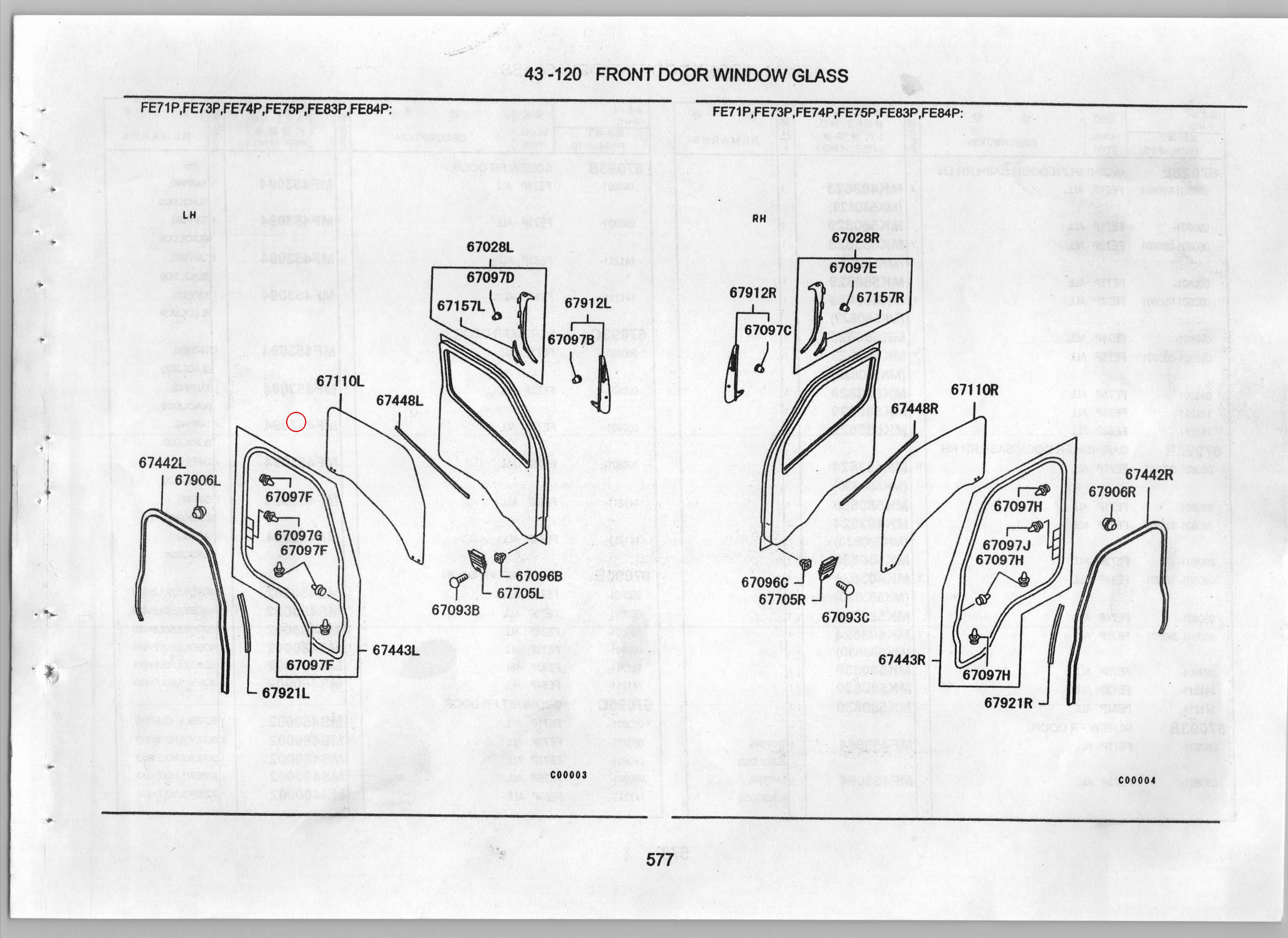 Diagram MK488221 GLASS,FR DOOR WINDOW,LH - Mitsubishi