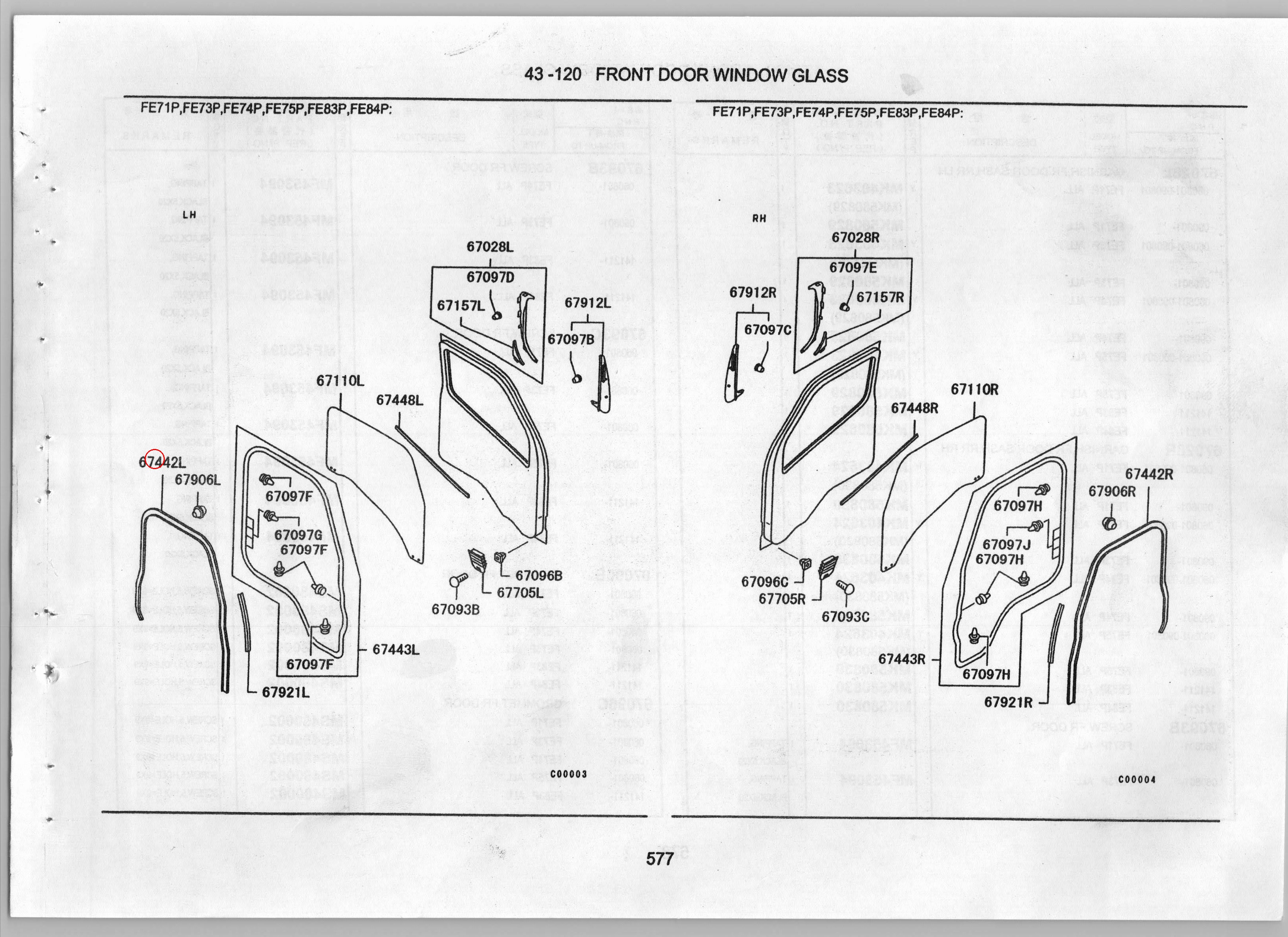 Diagram MK548319 WEATHERSTRIP,FR DOOR OPENING,INR LH - Mitsubishi