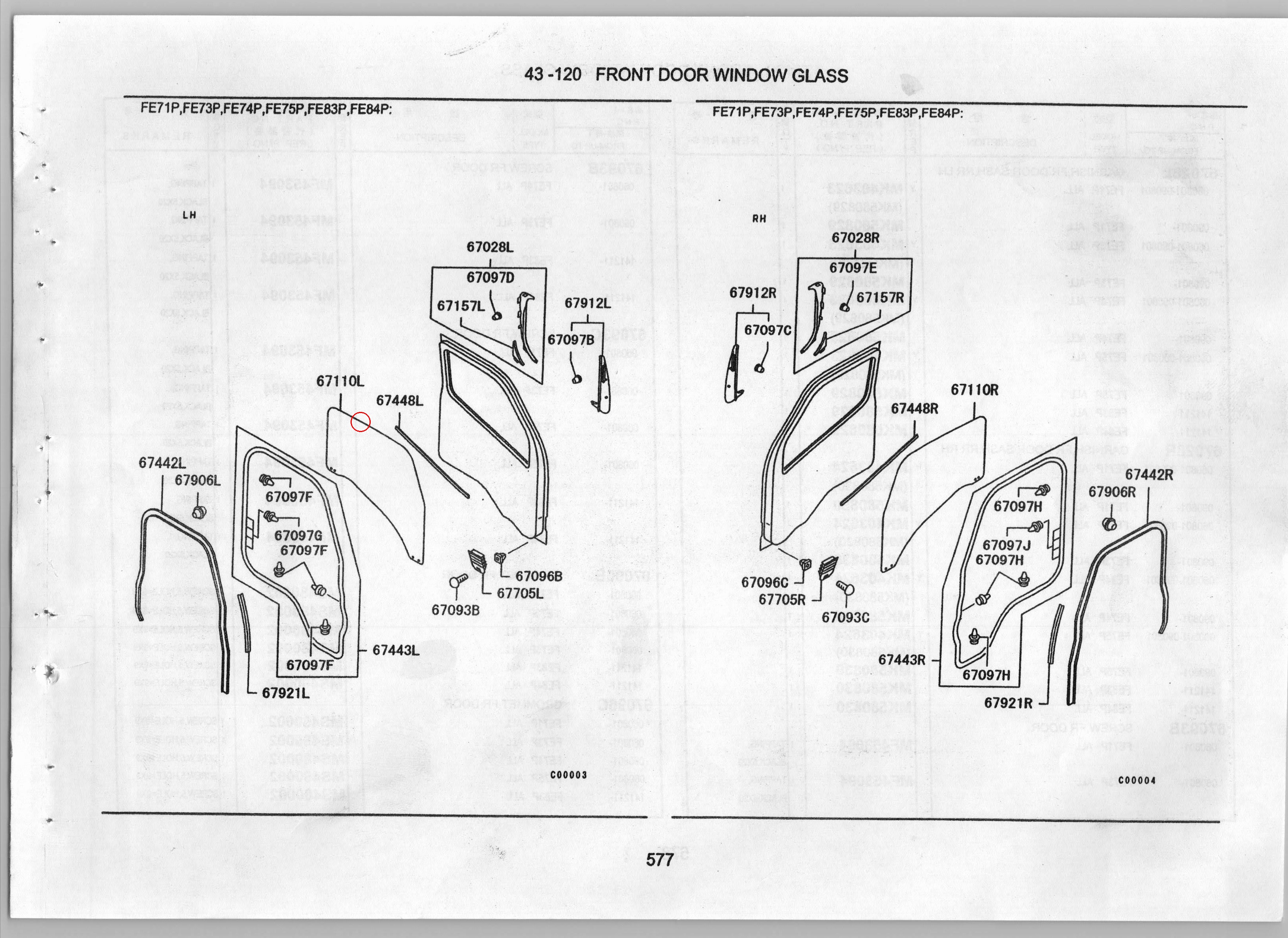 Diagram MK403427 WEATHERSTRIP, FR DOOR BELT, OTR LH - Mitsubishi