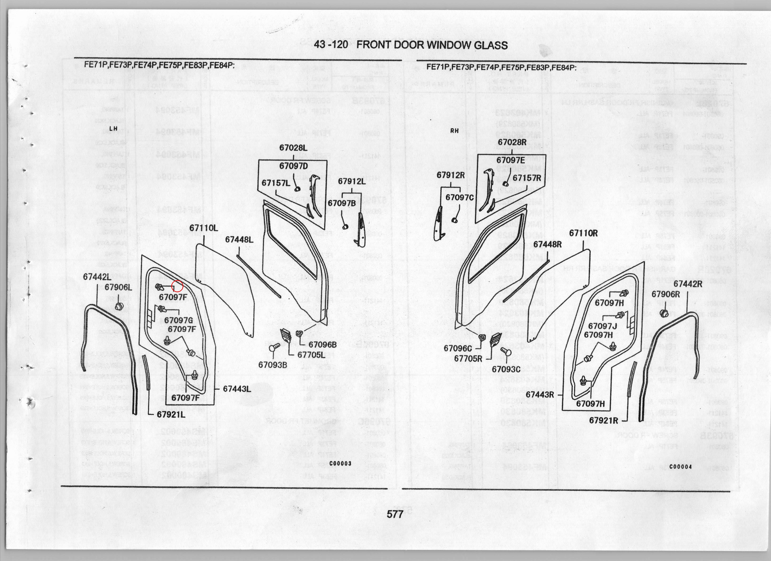 Diagram MK402759 DAMPER,FR DOOR,LH - Mitsubishi