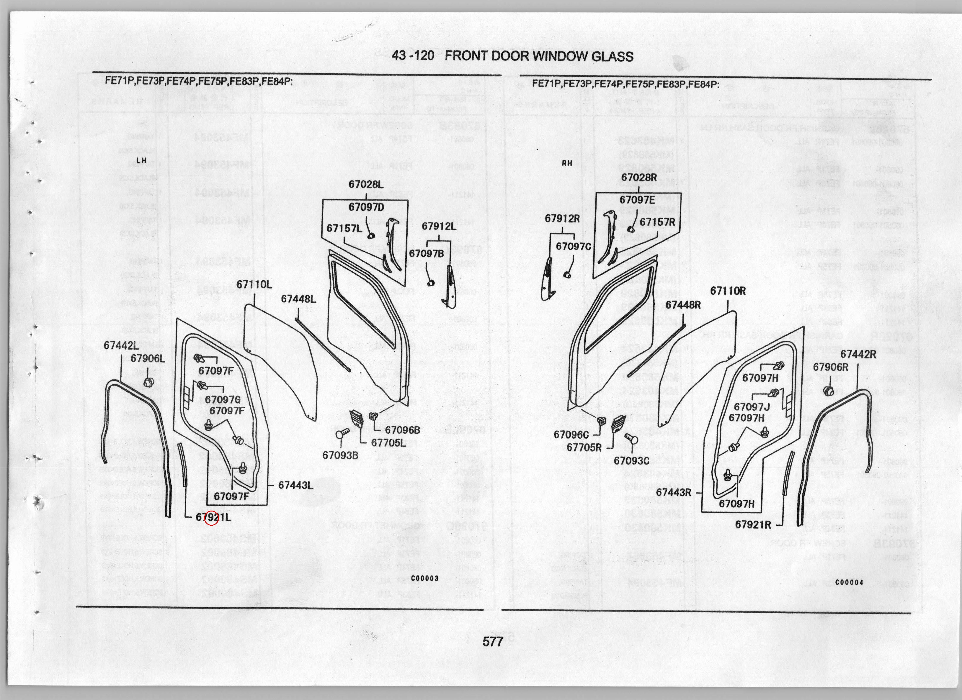 Diagram MK403695 SEAL,FR DOOR DELTA,LH - Mitsubishi