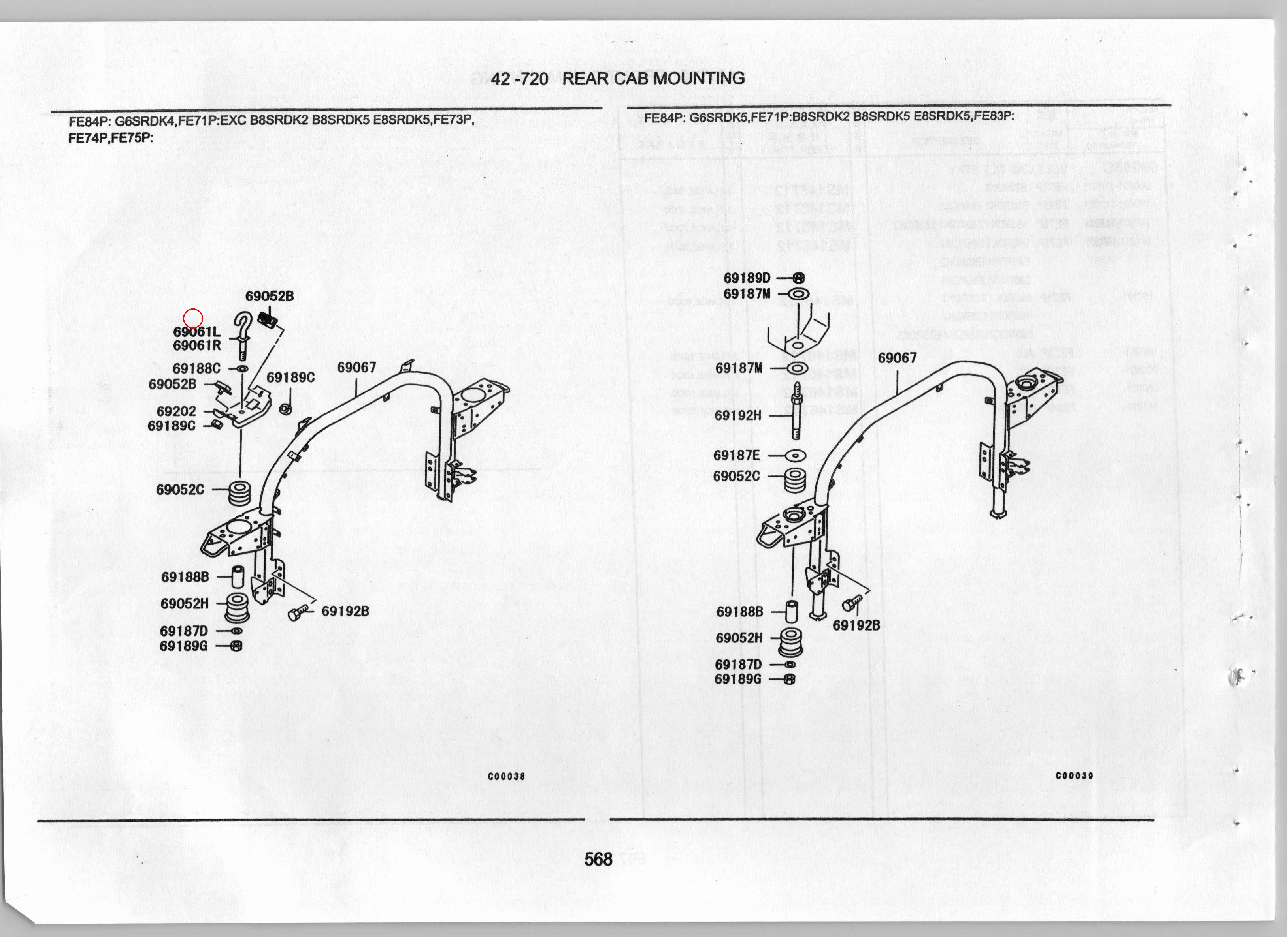 Diagram MK480727 HOOK, CAB RR MOUNTING ANCHOR, LH - Mitsubishi