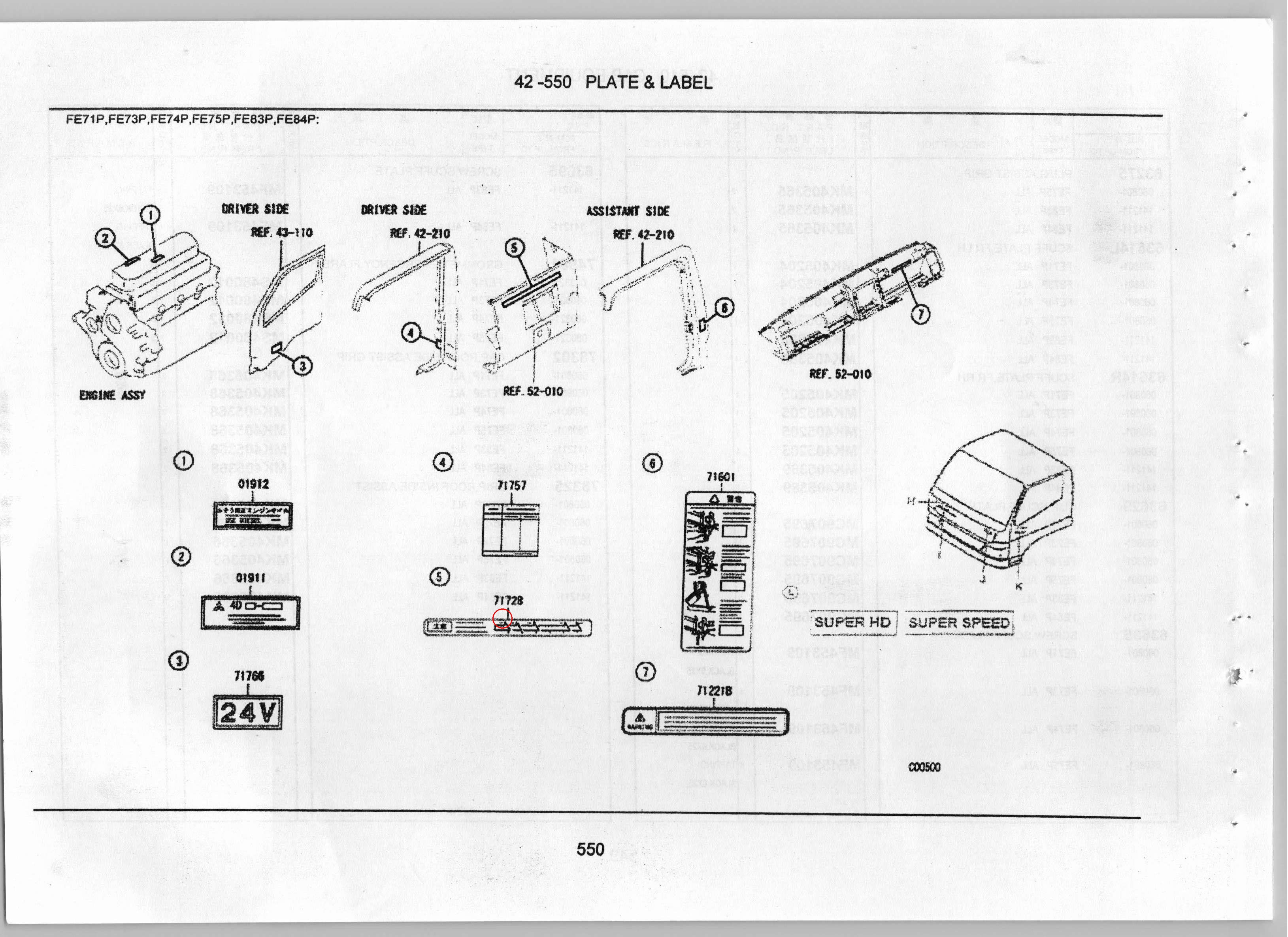 Diagram MK554712 LABEL,GEARSHIFT SPEED RANGE CAUTION - Mitsubishi