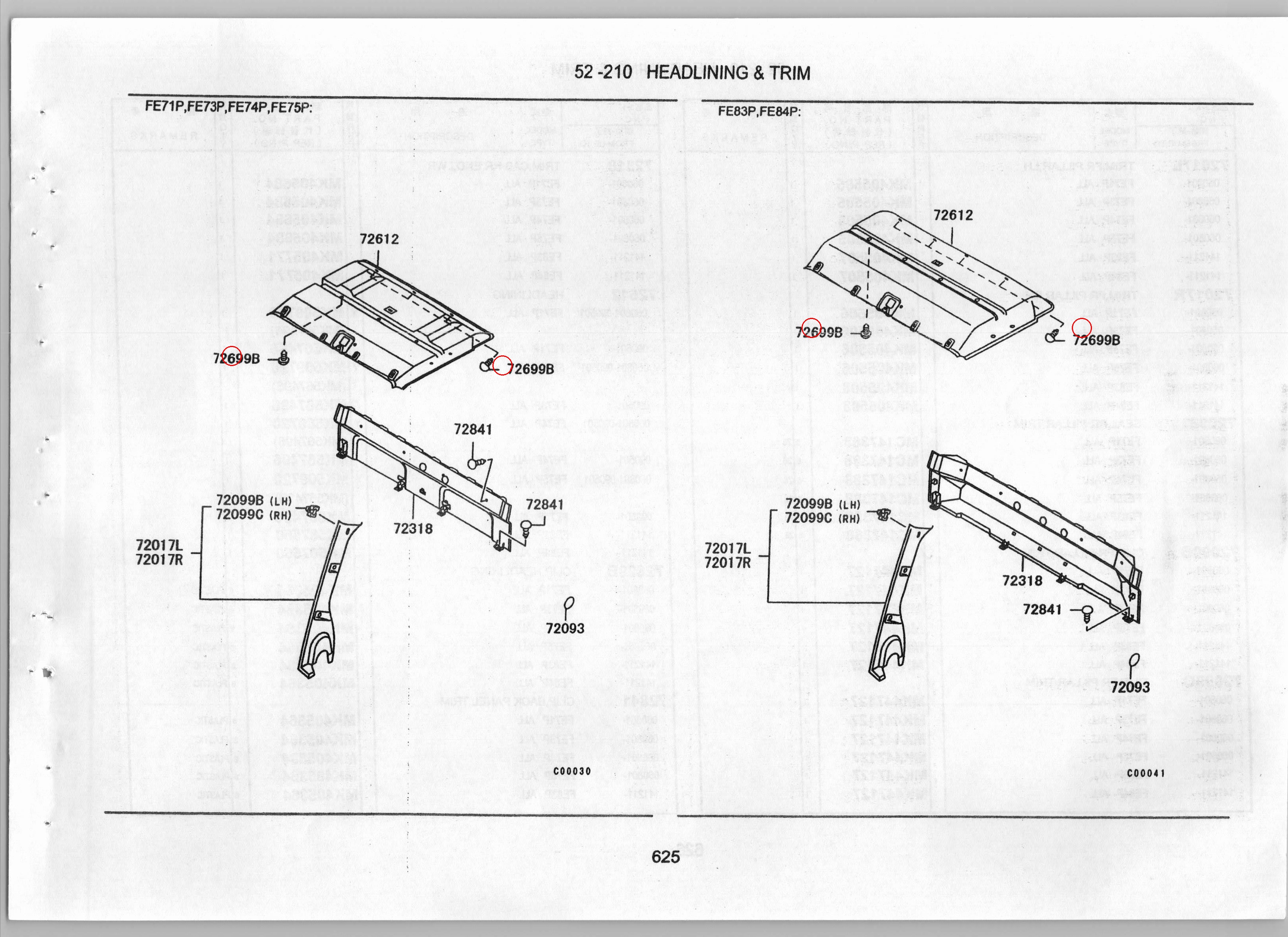 Diagram MK405364 CLIP, HEADLINING - Mitsubishi