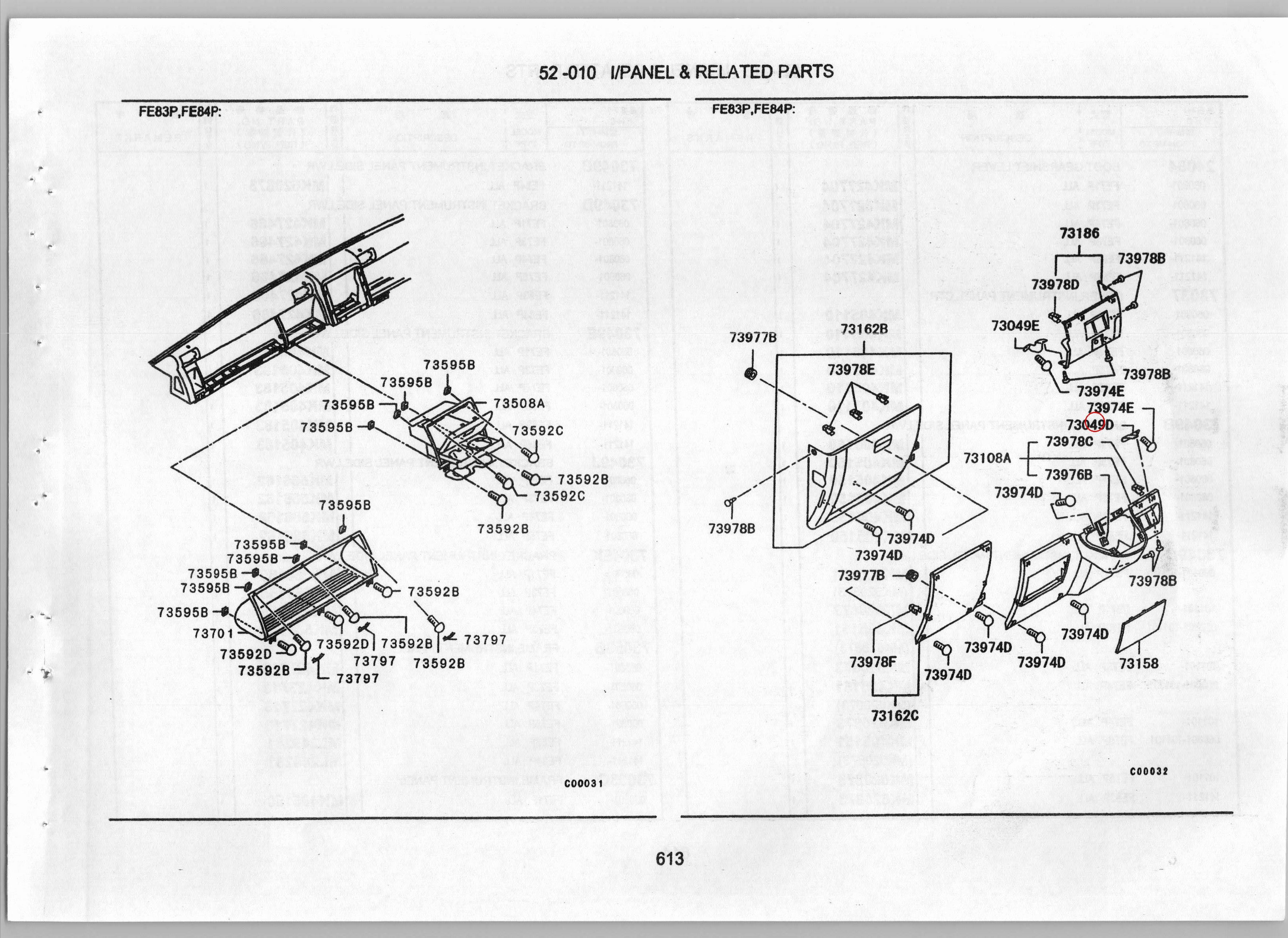Diagram MK427466 BRACKET,INSTRUMENT PANEL SIDE,LWR - Mitsubishi