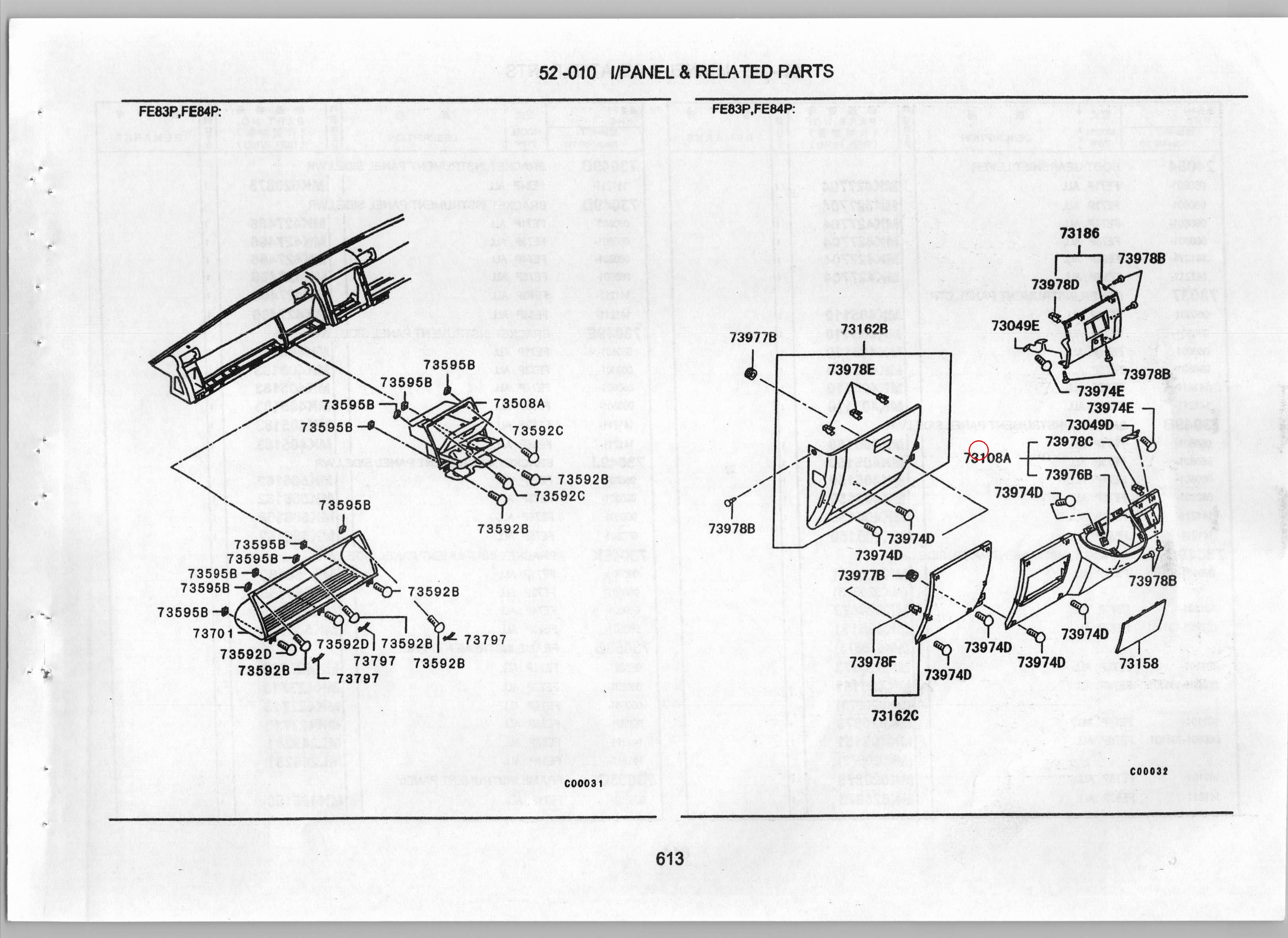 Diagram MK566037 PANEL ASSY,INSTRUMENT,LWR CTR - Mitsubishi