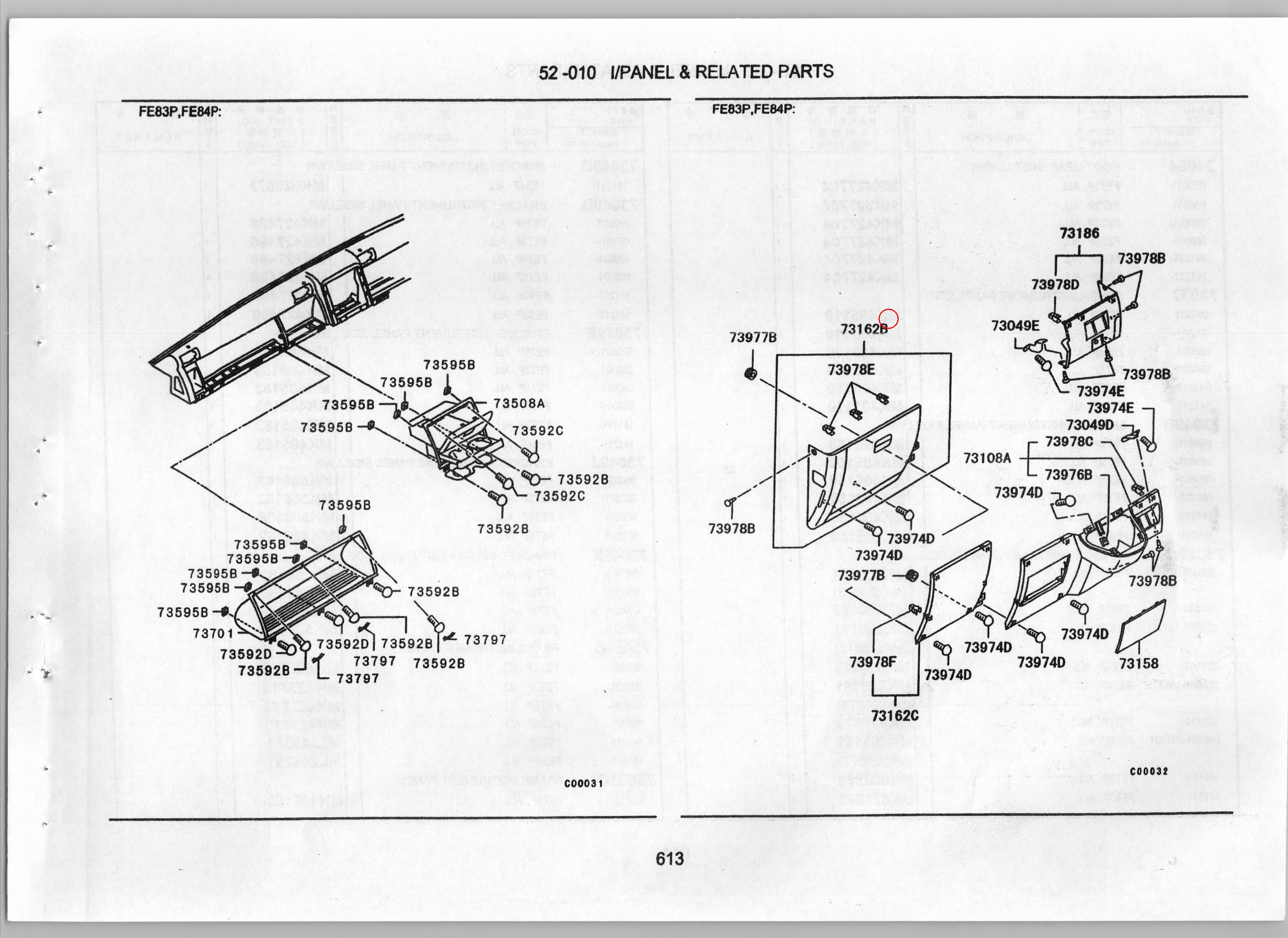 Diagram MK447178 PANEL,INSTRUMENT ASSISTANT SIDE - Mitsubishi