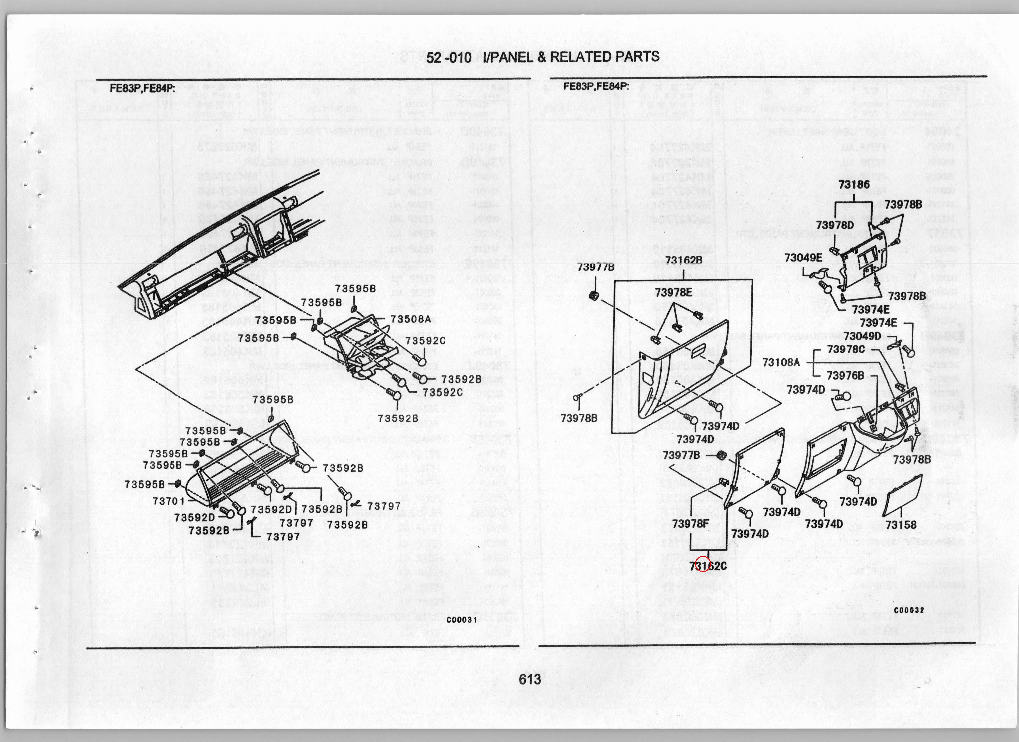 Diagram MK405123 PANEL,INSTRUMENT ASSISTANT SIDE - Mitsubishi