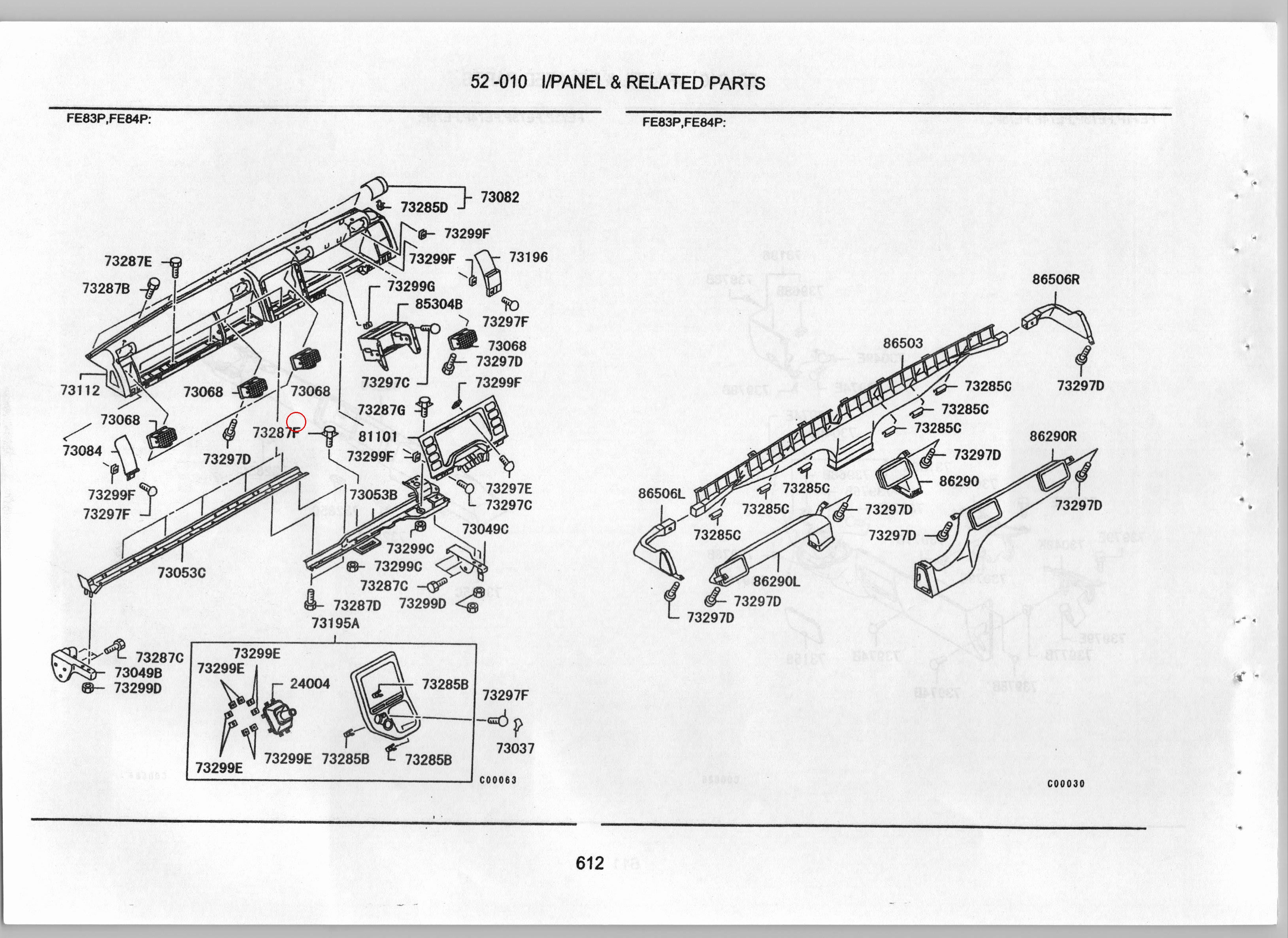 Diagram MB326019 NUT,INSTRUMENT PANEL - Mitsubishi