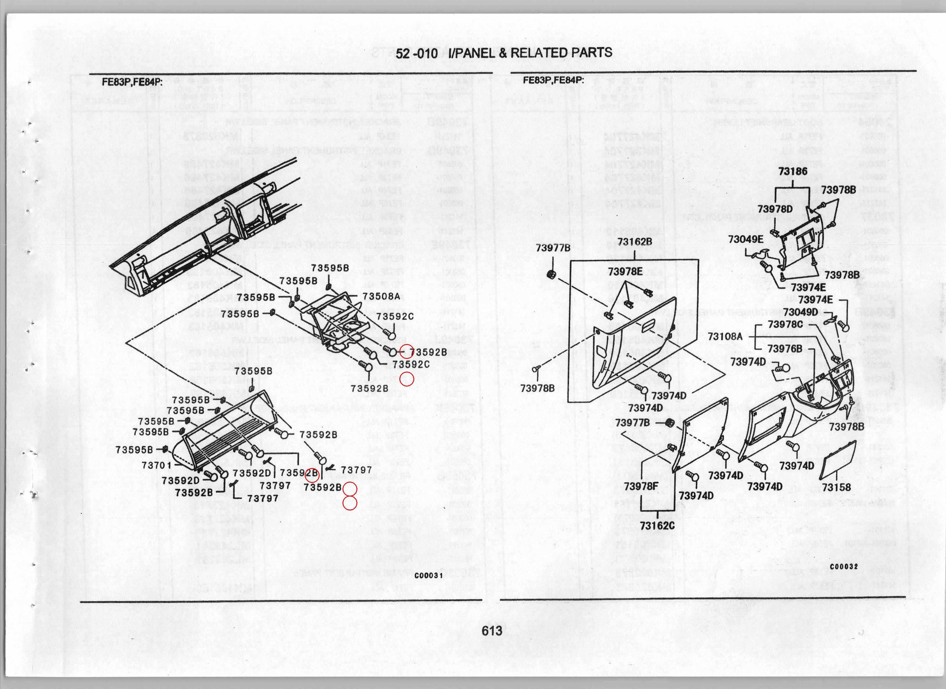 Diagram MF453093 SCREW,GLOVEBOX - Mitsubishi