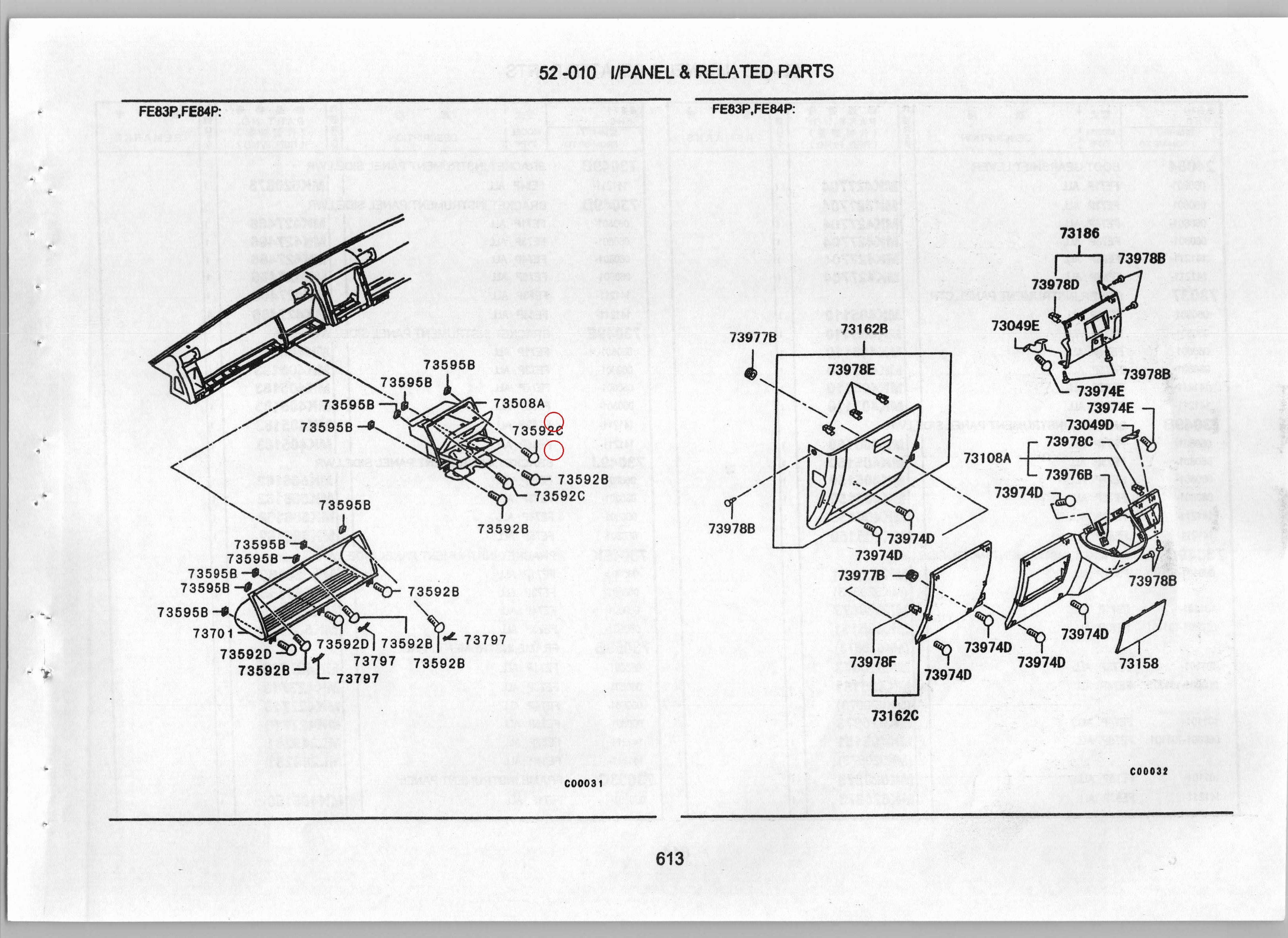 Diagram MF453095 SCREW,GLOVEBOX - Mitsubishi