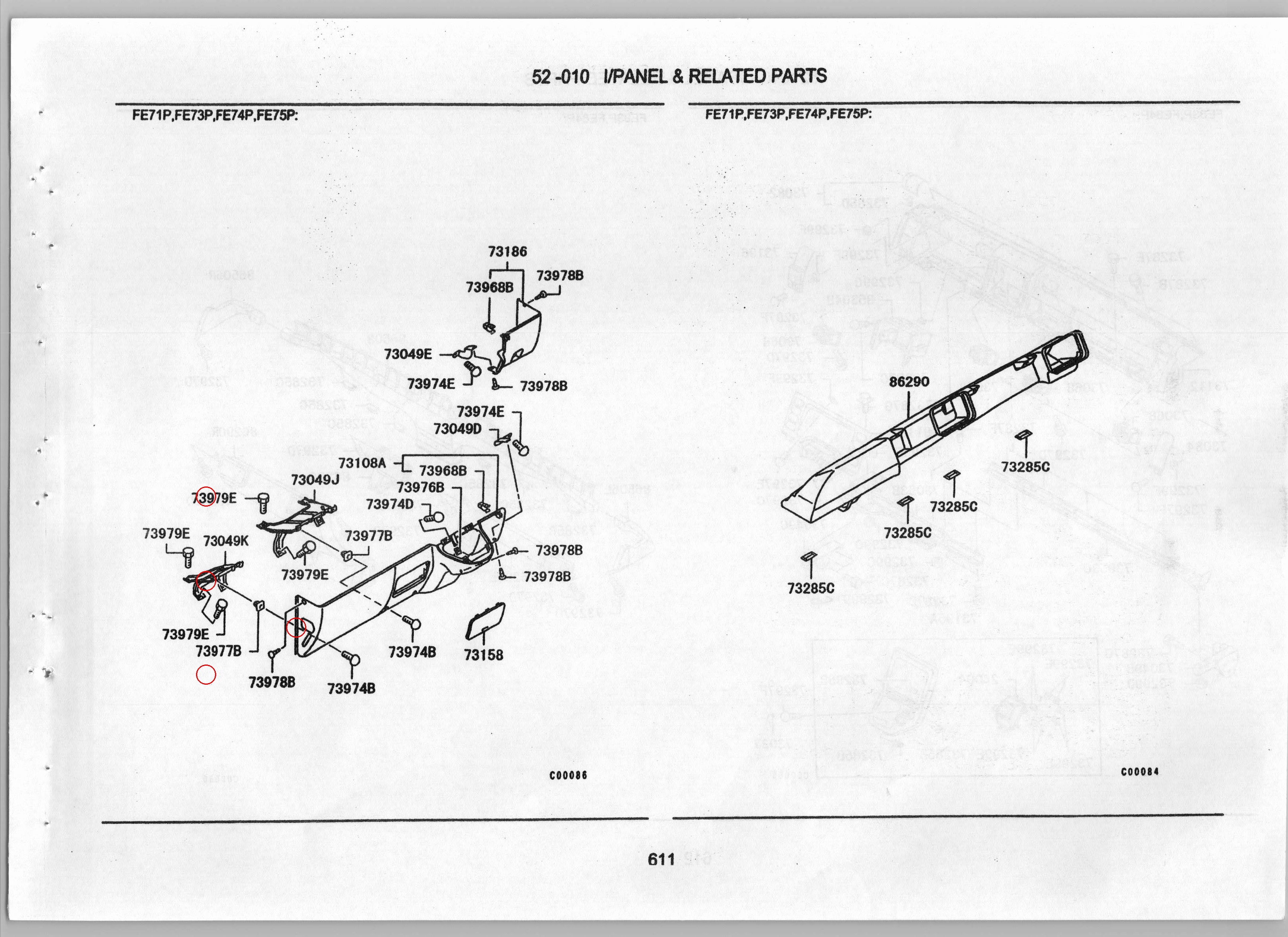 Diagram MS100991 BOLT,INSTRUMENT PANEL UNDER TRIM - Mitsubishi