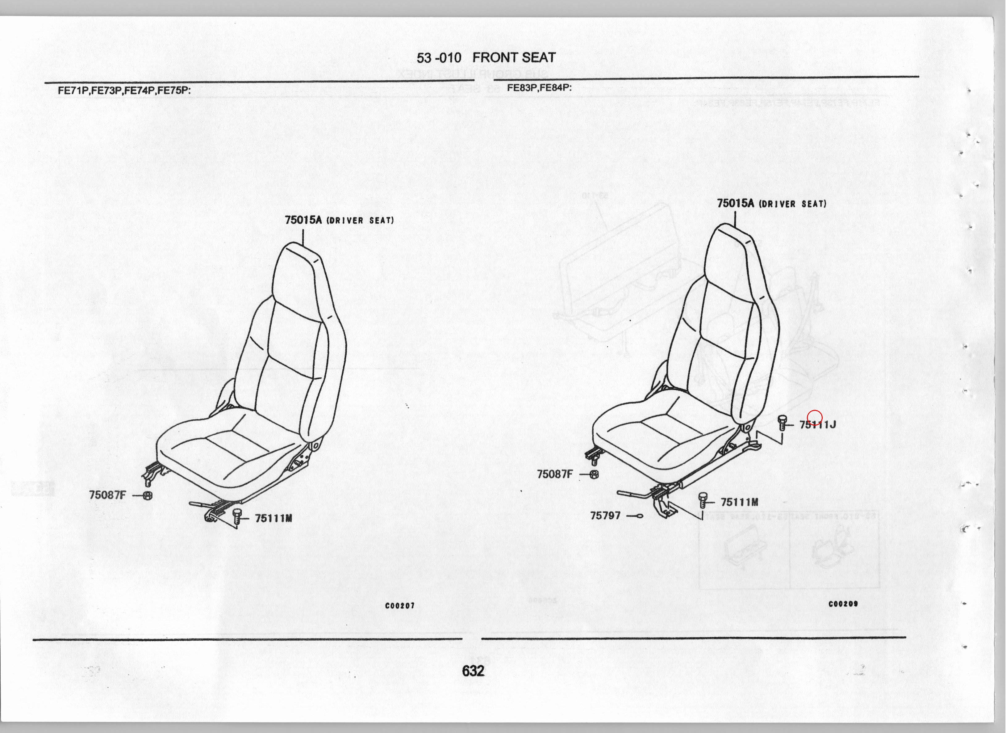 Diagram MC928127 BOLT,FR SEAT - Mitsubishi