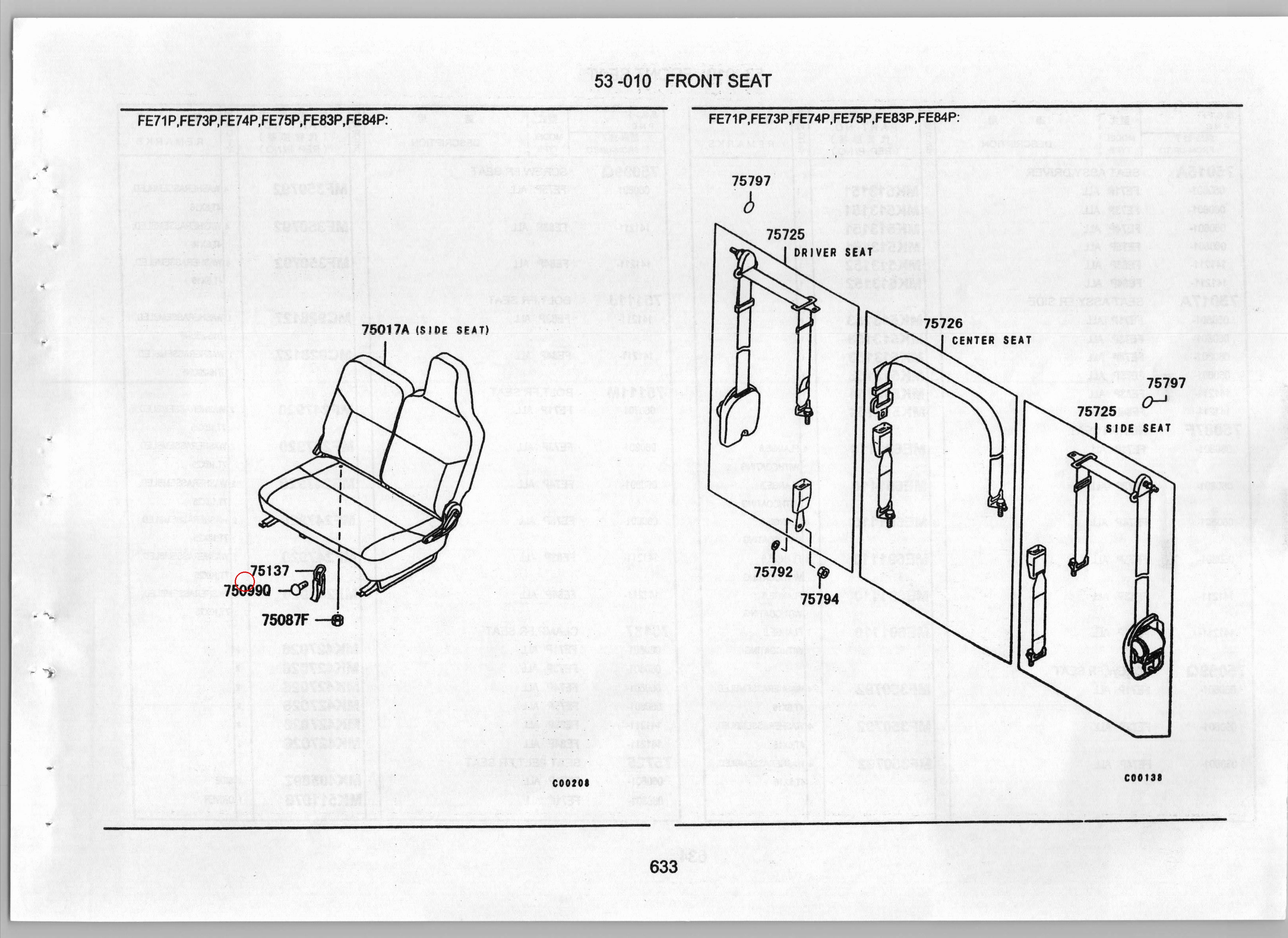 Diagram MK427026 CLAMP,FR SEAT - Mitsubishi