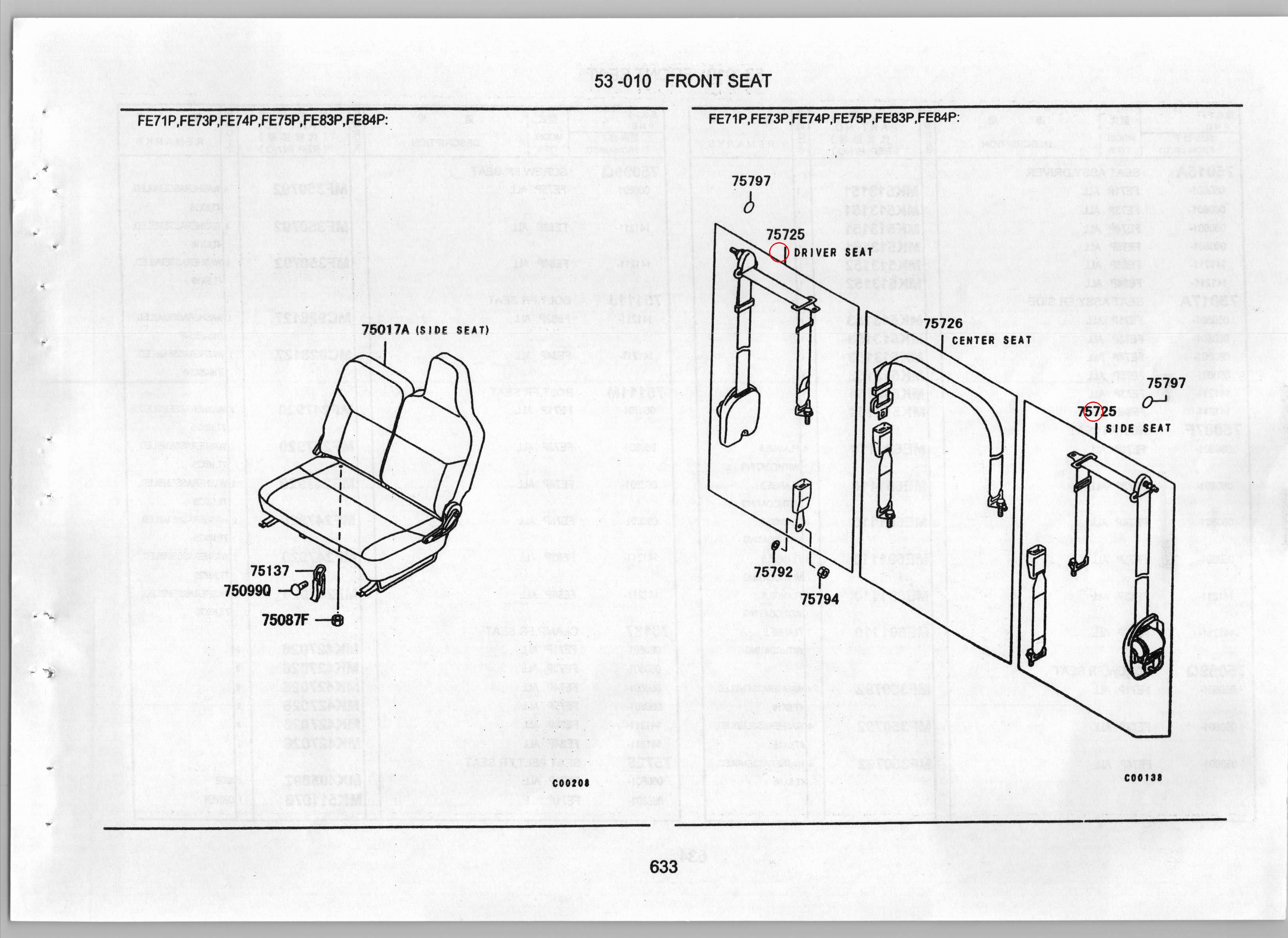 Diagram MK405892 SEAT BELT, FR SEAT - Mitsubishi