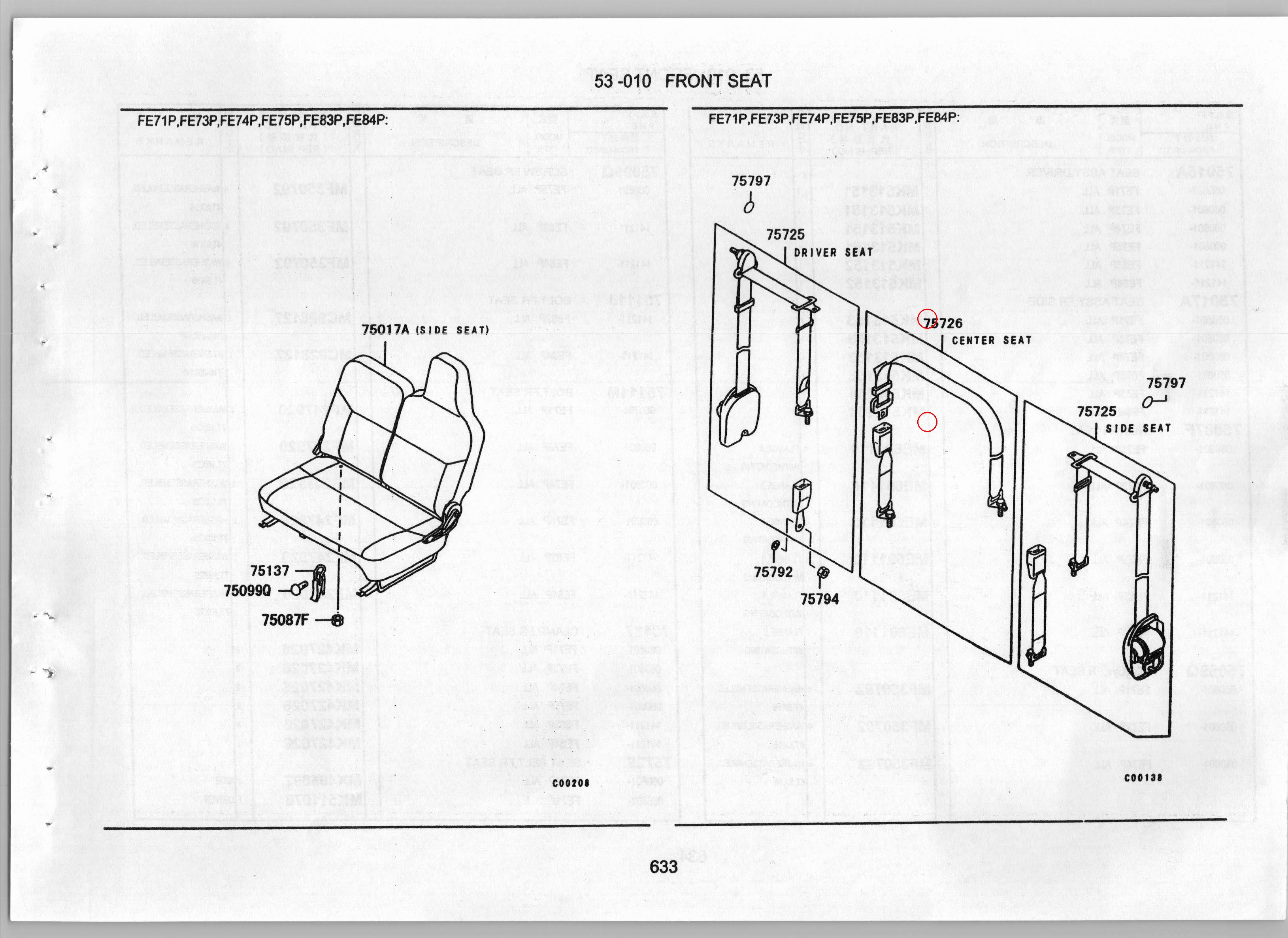 Diagram MK405898 SEAT BELT, FR SEAT, CTR - Mitsubishi