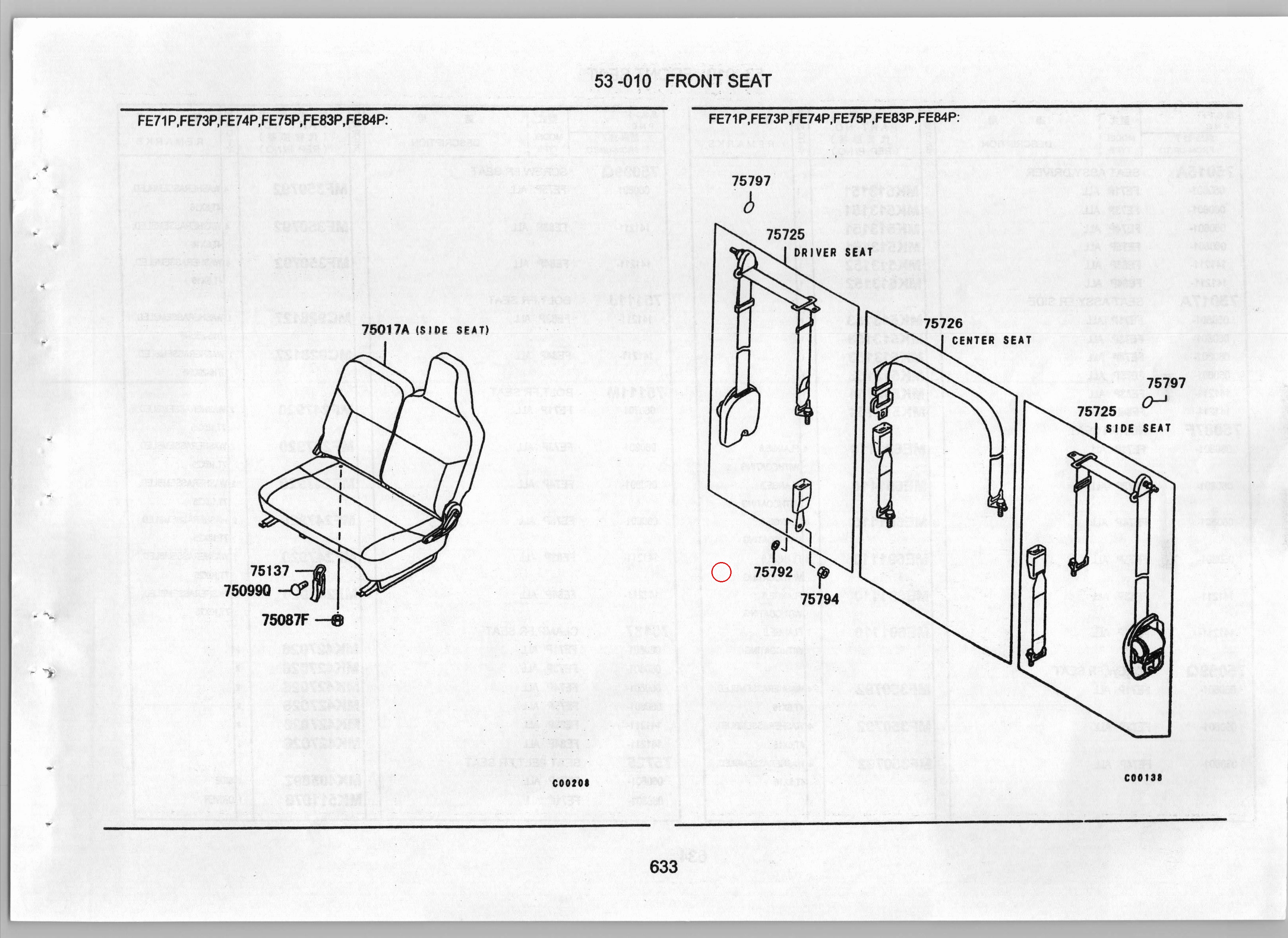 Diagram MK405998 WASHER, FR SEAT BELT - Mitsubishi