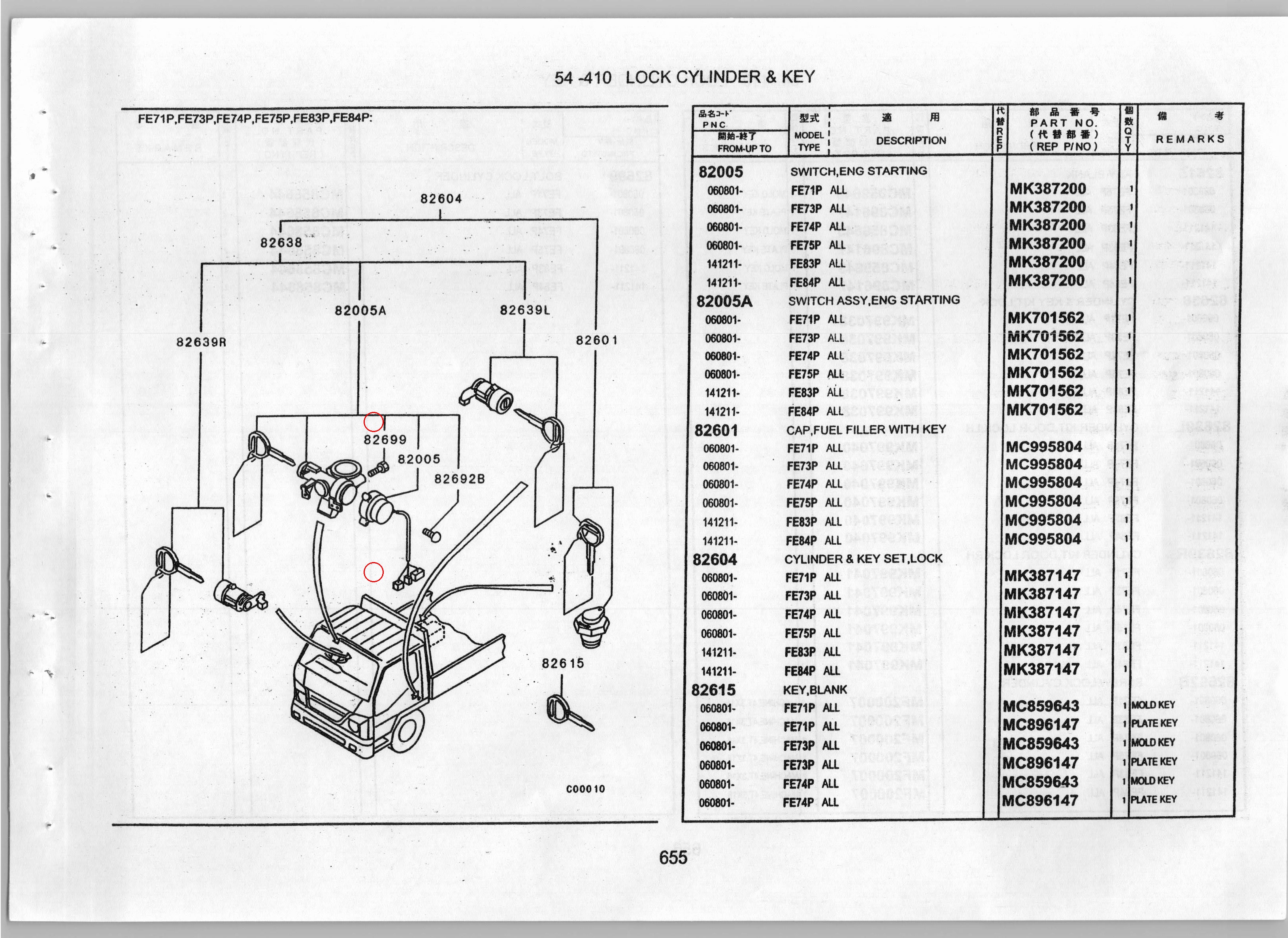 Diagram MK387200 SWITCH,ENG STARTING - Mitsubishi