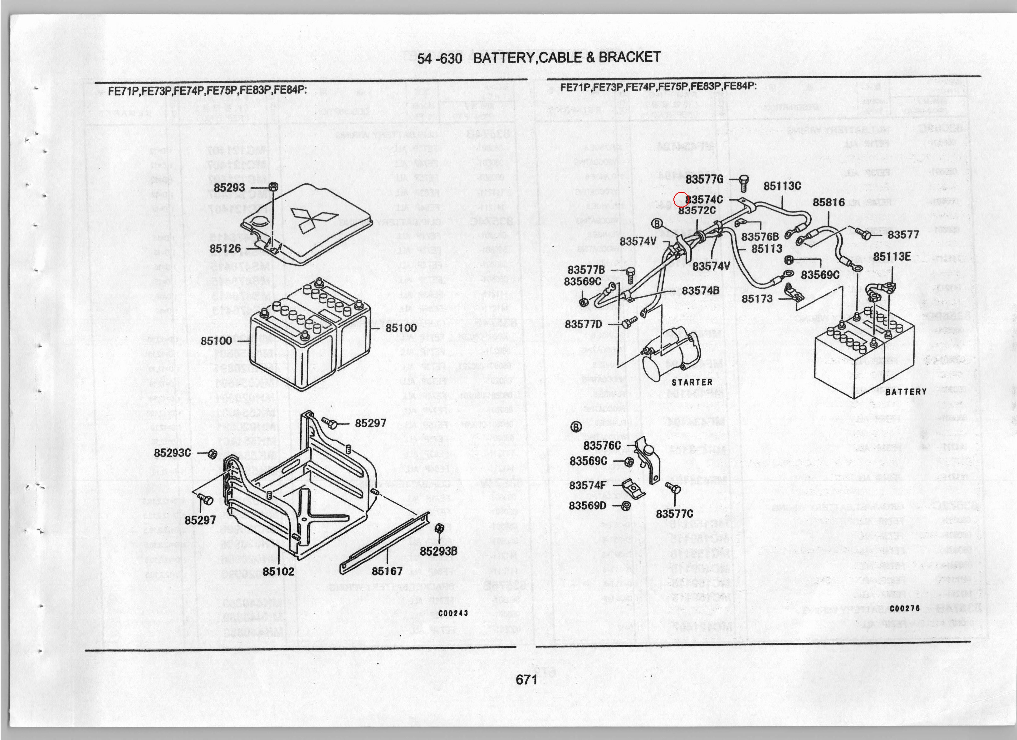Diagram MC159115 GROMMET,BATTERY WIRING - Mitsubishi
