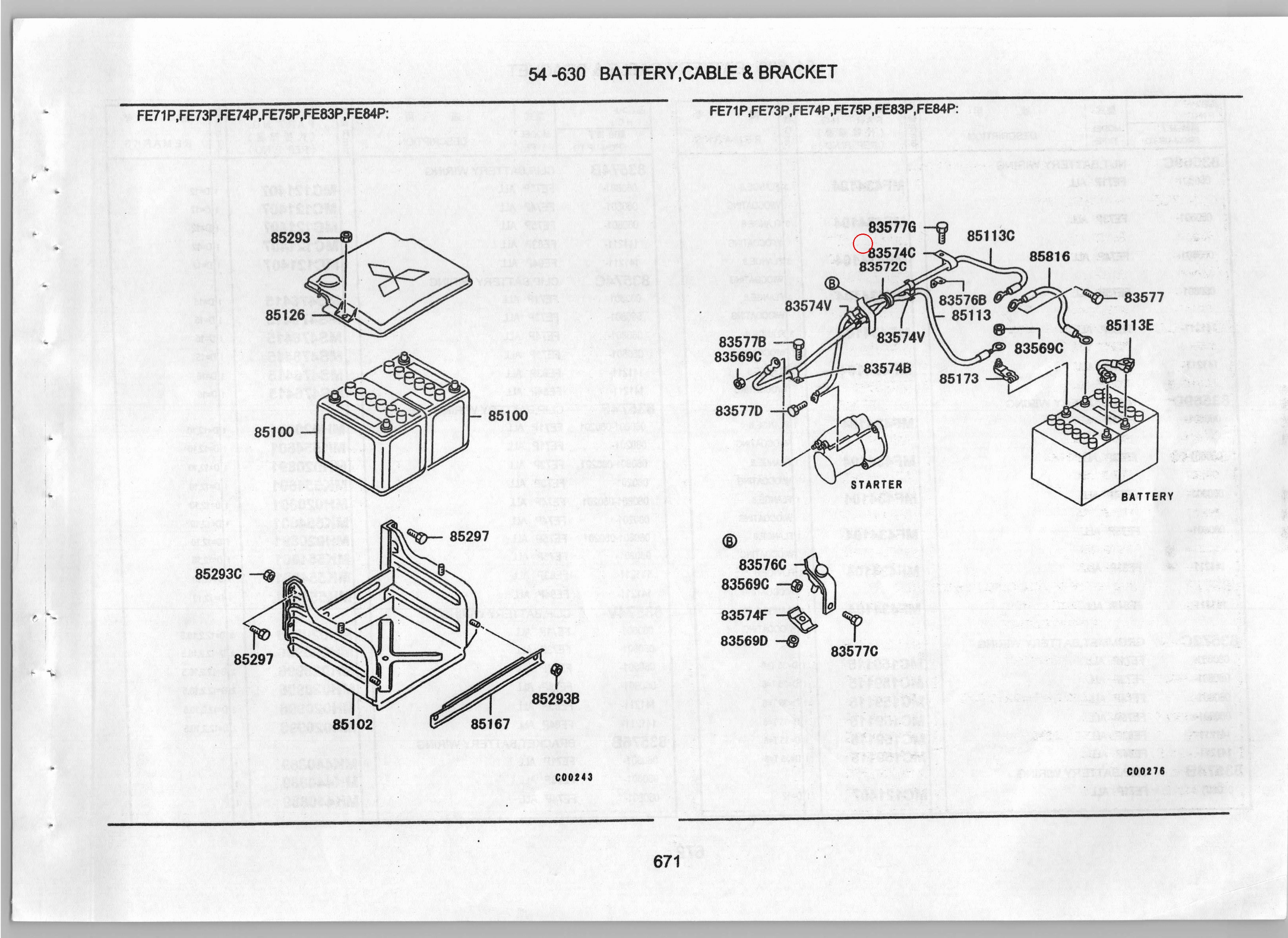 Diagram MS476415 CLIP,BATTERY WIRING - Mitsubishi