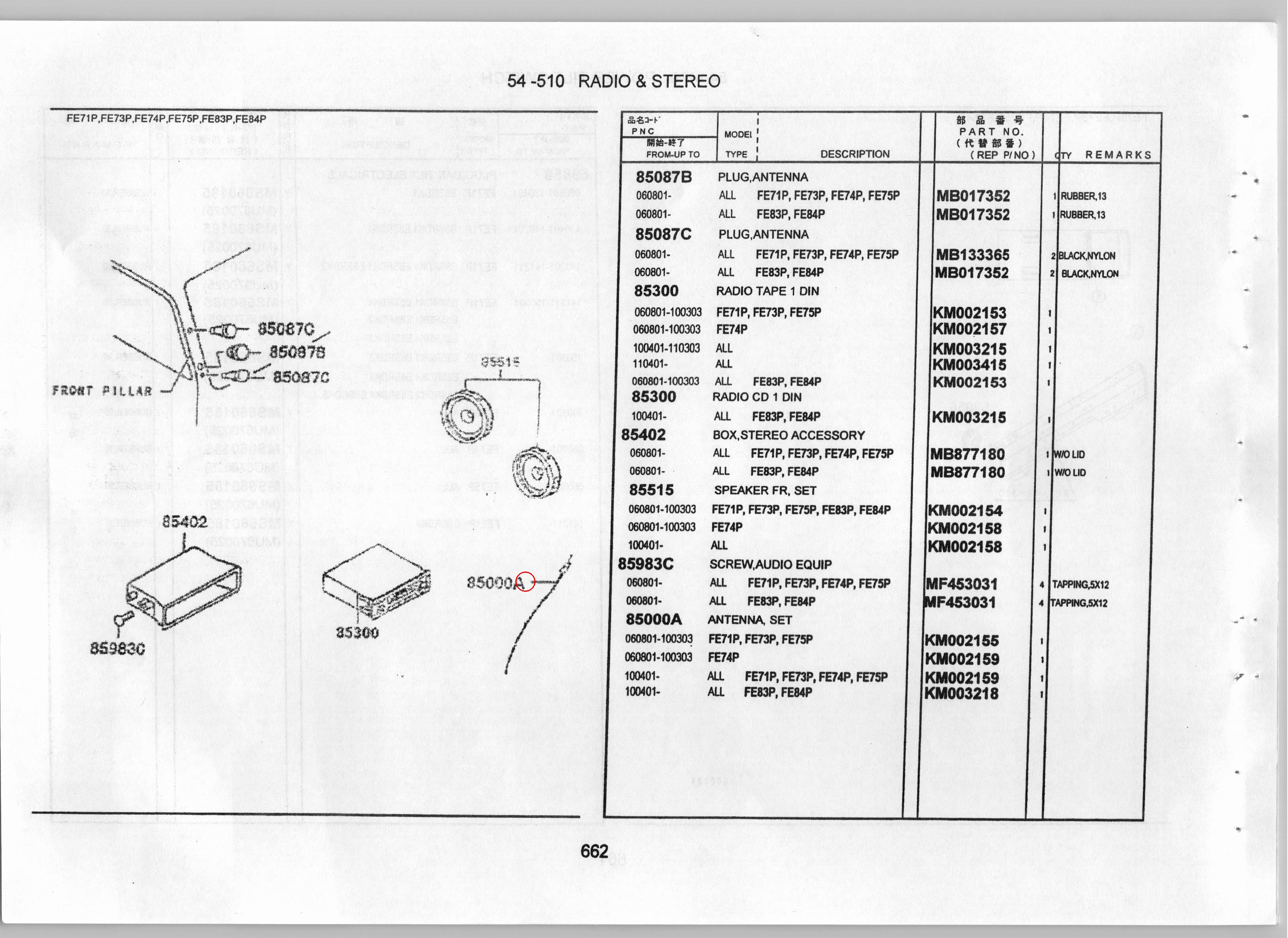 Diagram KM002159 ANTENNA, SET - Mitsubishi