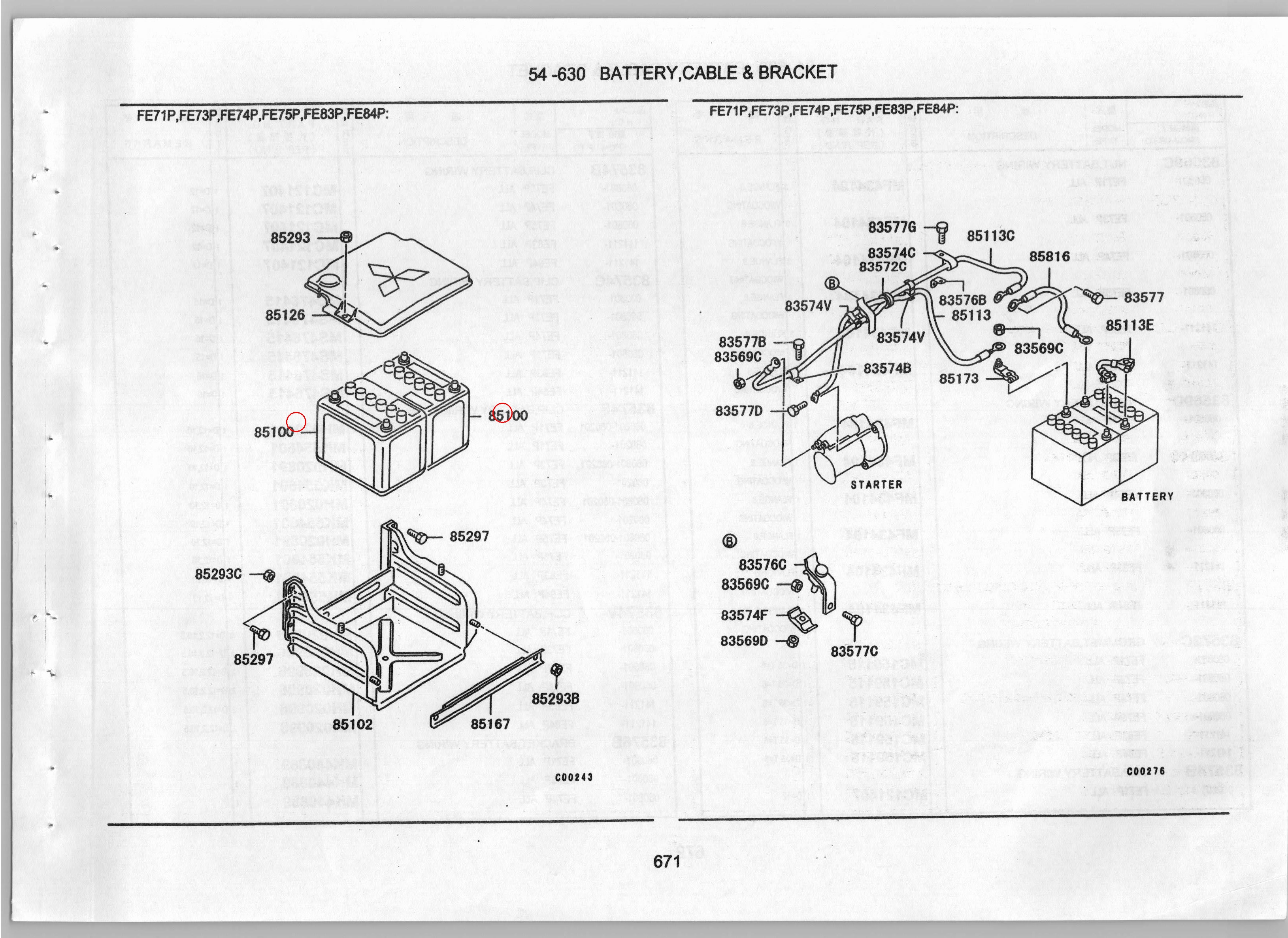 Diagram TBD85100 BATTERY - Mitsubishi