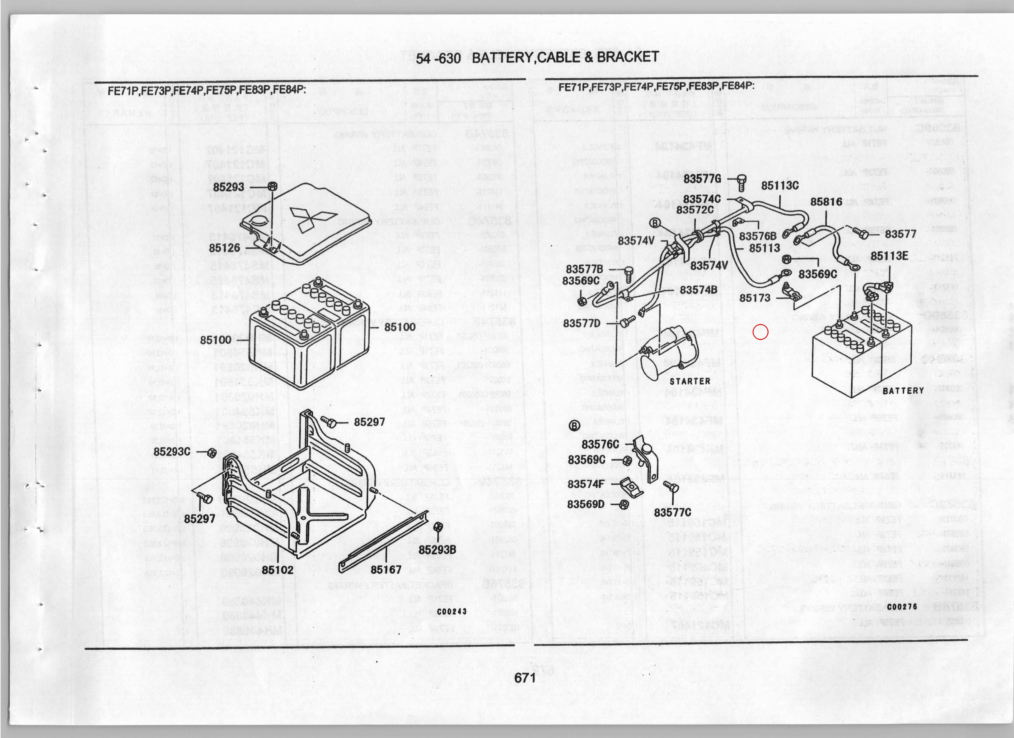 Diagram MS830009 TERMINAL,BATTERY - Mitsubishi