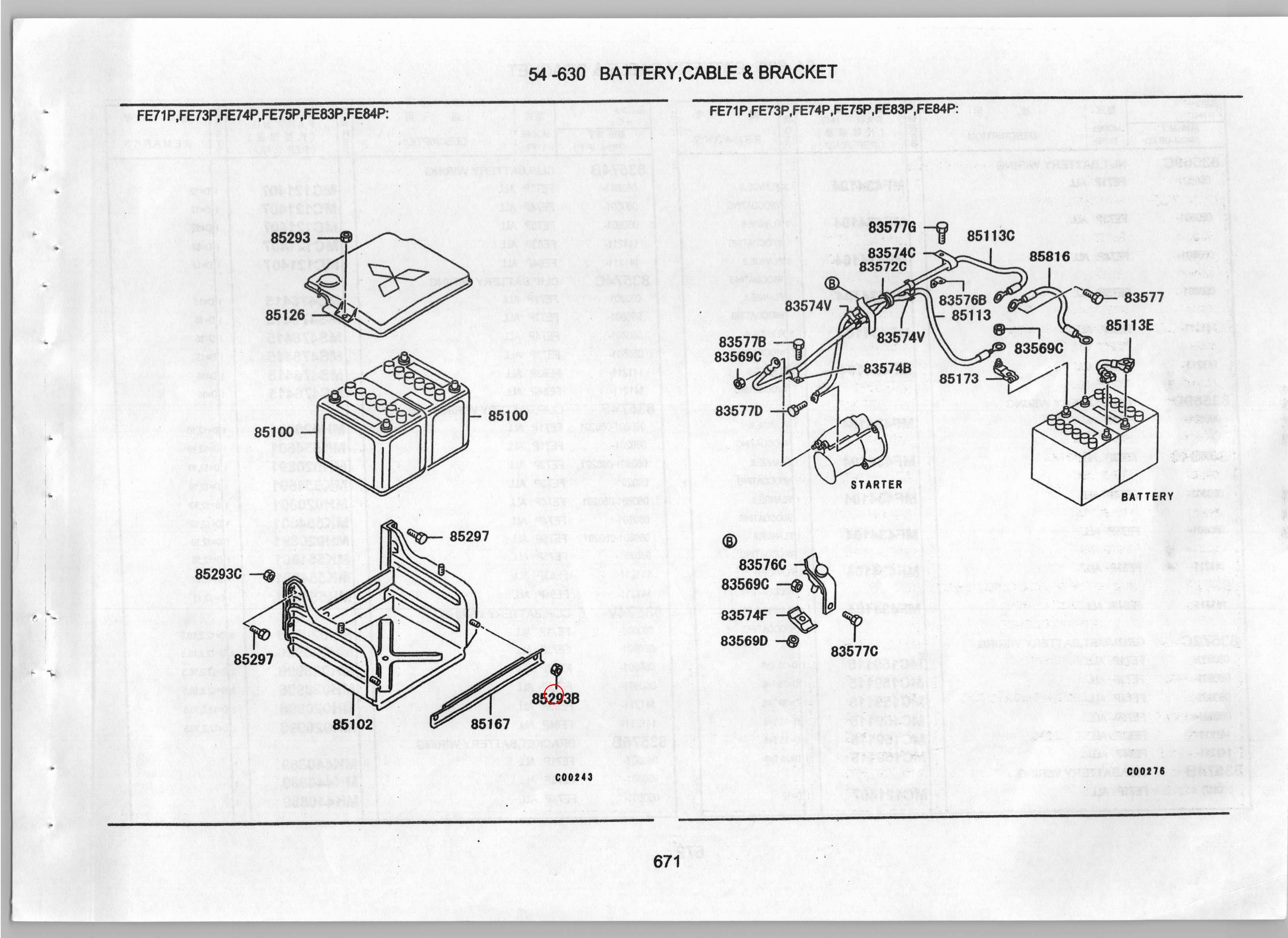 Diagram MS440503 NUT,BATTERY - Mitsubishi