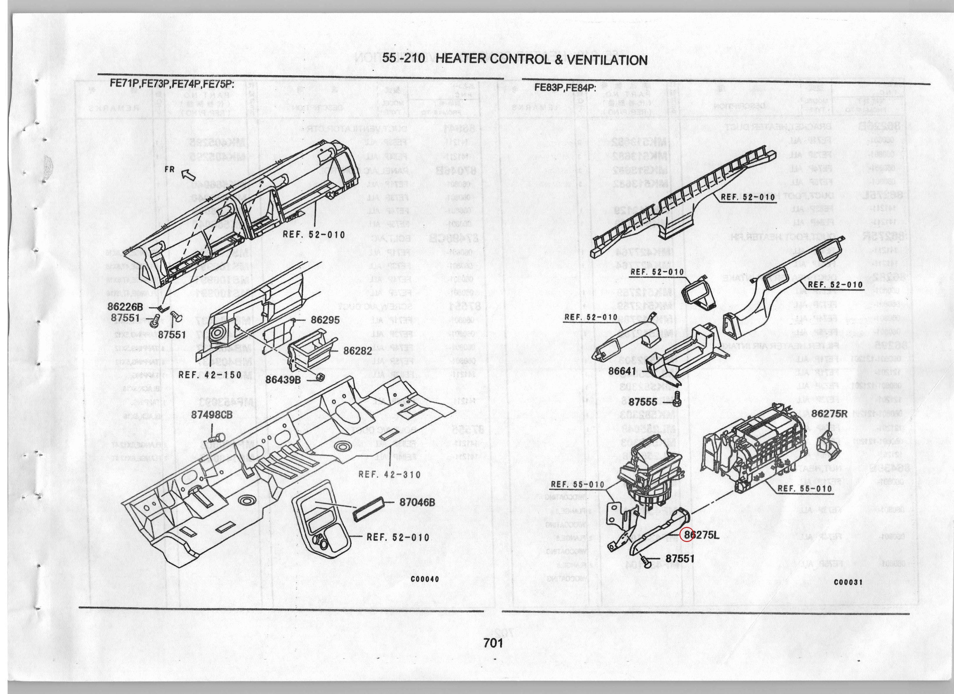 Diagram MK512129 DUCT, FOOT HEATER.LH - Mitsubishi