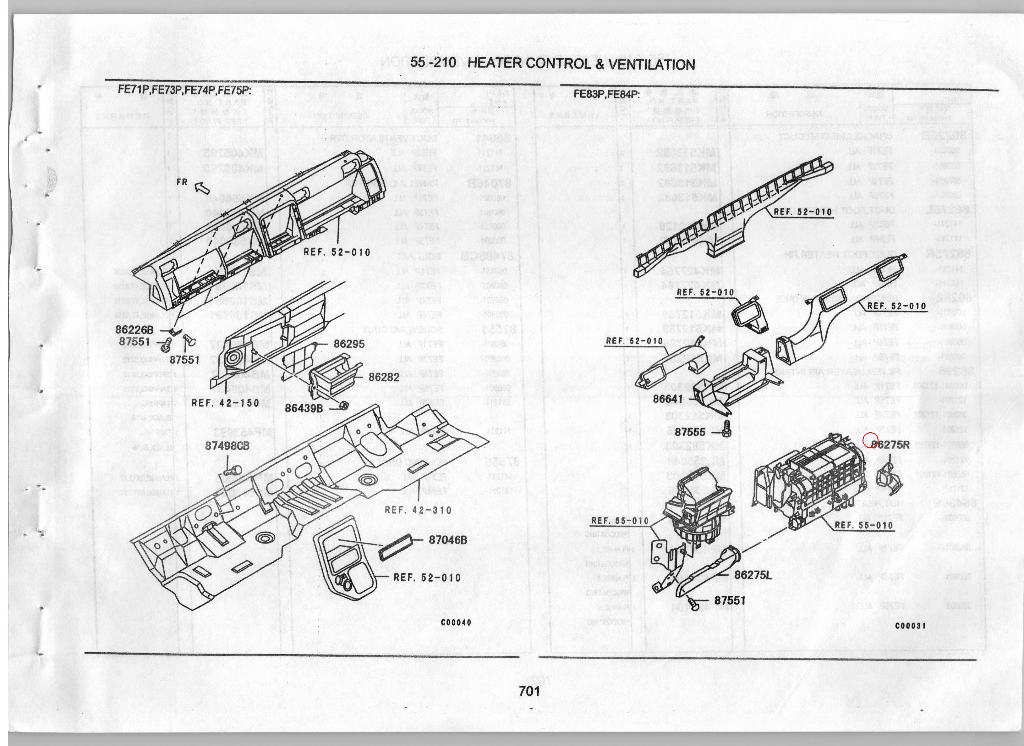 Diagram MK427764 DUCT, FOOT HEATER, RH - Mitsubishi