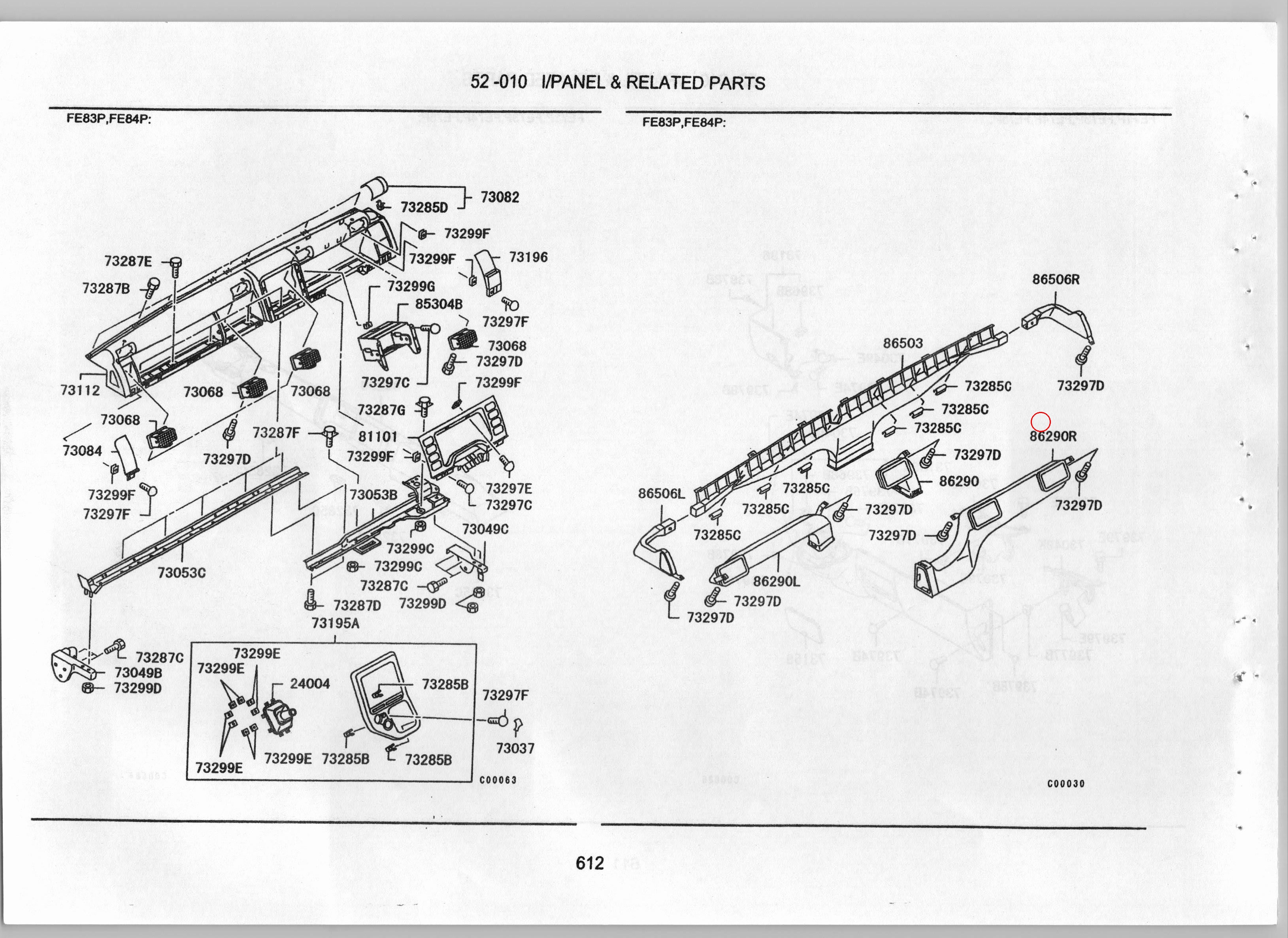 Diagram MK405296 DUCT,FACE HEATER,RH - Mitsubishi