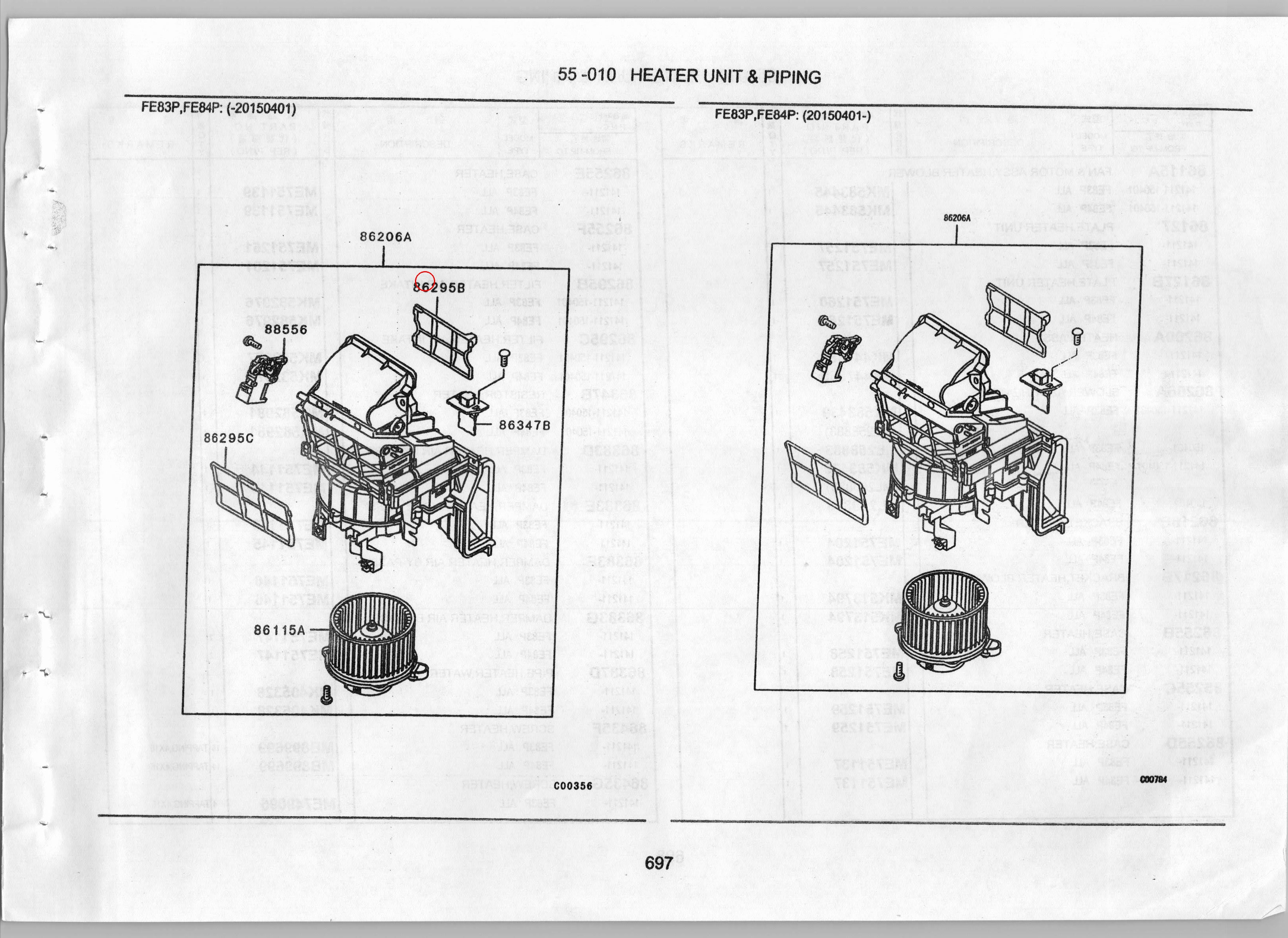 Diagram MK582976 FILTER, HEATER AIR INTAKE - Mitsubishi