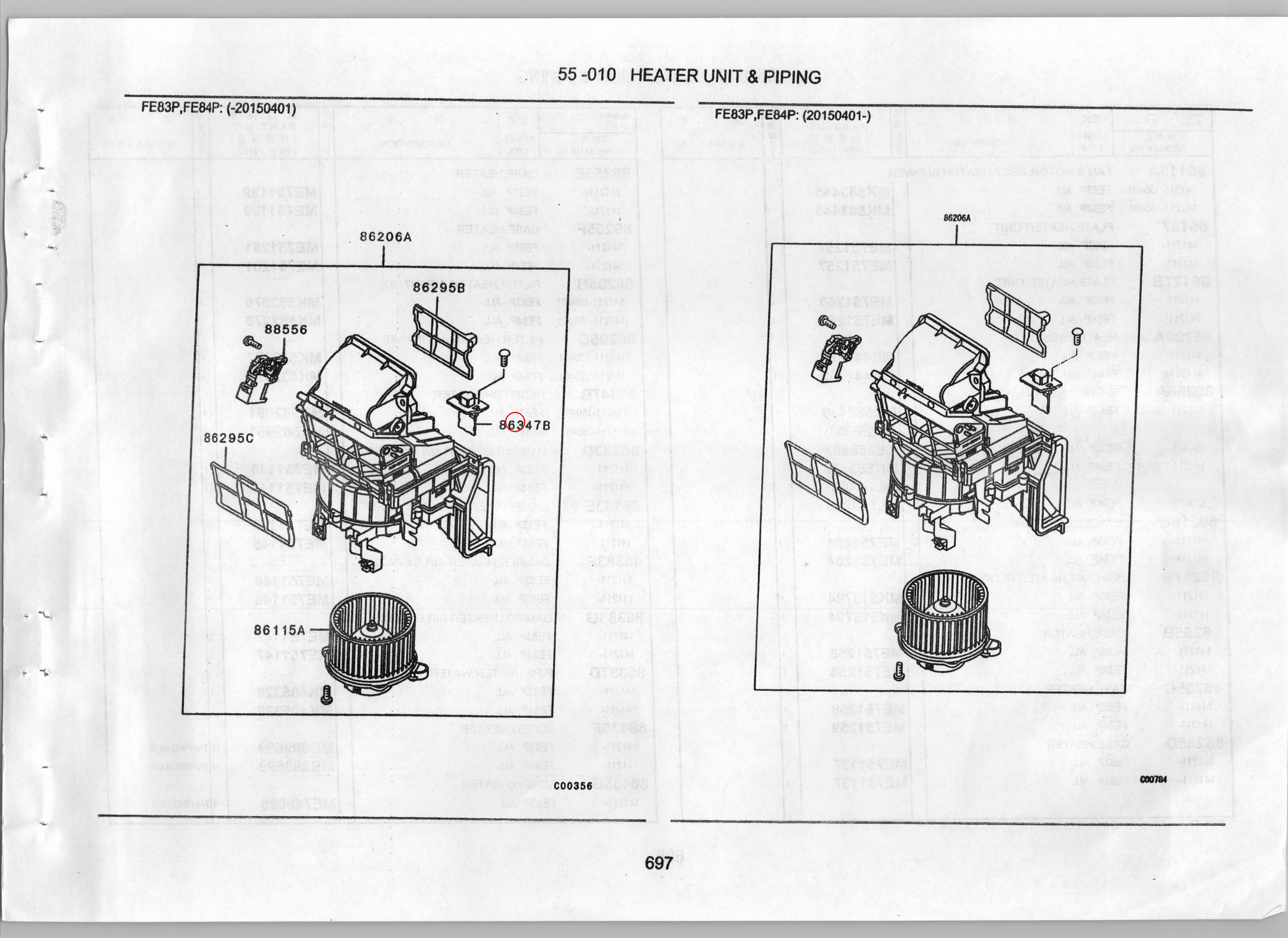 Diagram MK582981 RESISTOR, HEATER - Mitsubishi
