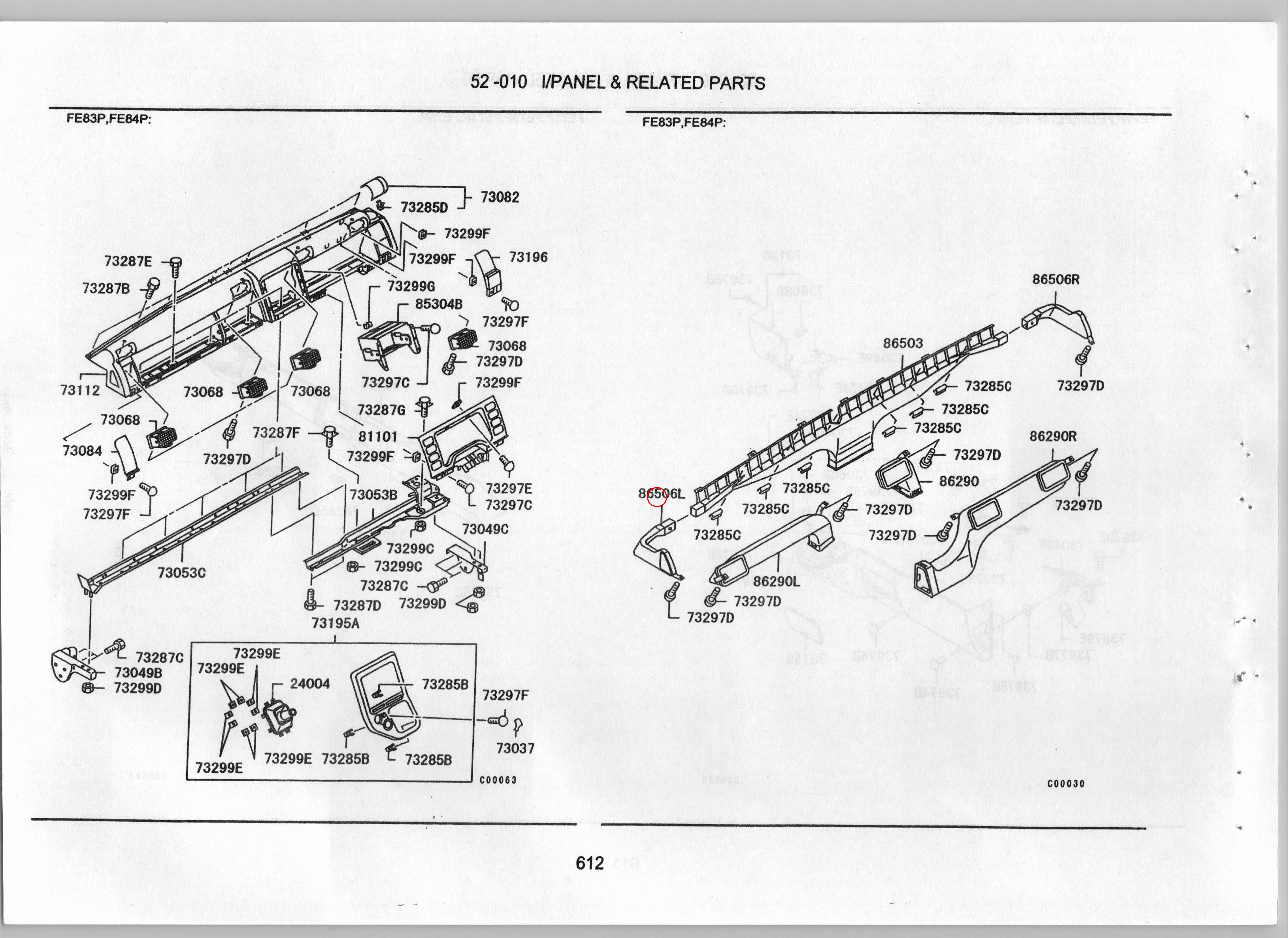 Diagram MK405305 DUCT,SIDE DEFROSTER,LH - Mitsubishi