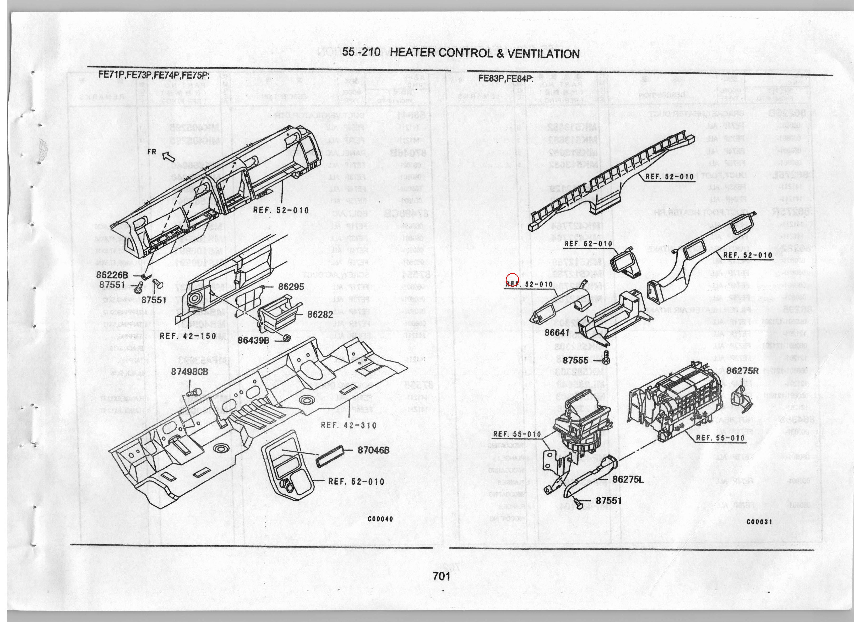 Diagram MK405295 DUCT, VENTILATOR, CTR - Mitsubishi