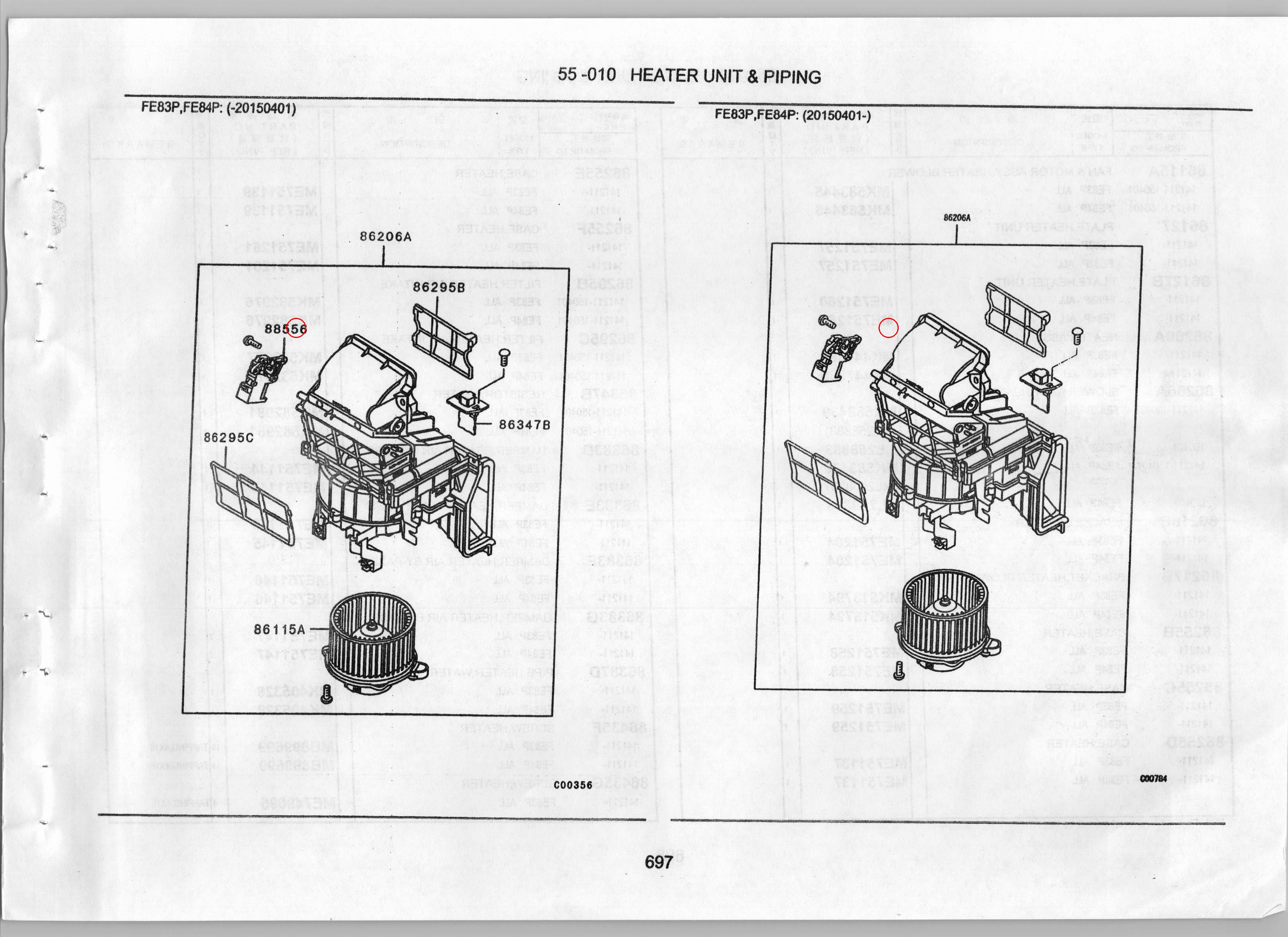 Diagram MK582985 CONTROL UNIT,HEATER BLOWER - Mitsubishi