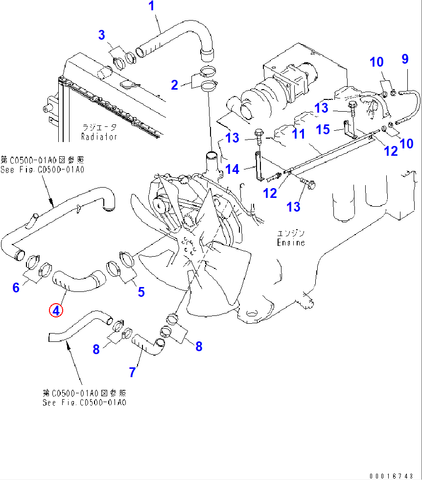 Diagram 56D-03-11621 HOSE - Komatsu