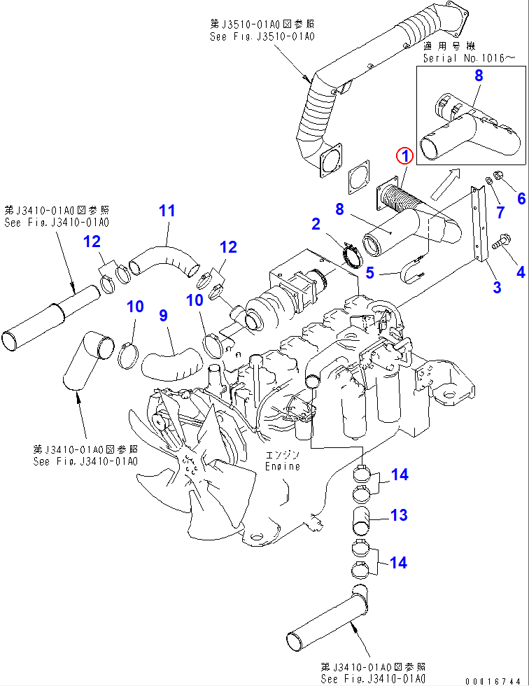 Diagram 56D-02-11410 TUBE - Komatsu