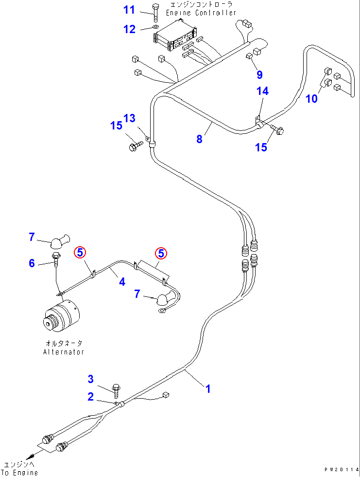 Diagram 08036-00814 CLIP - Komatsu
