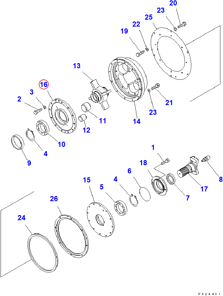 Diagram 421-12-12762 FLANGE - Komatsu