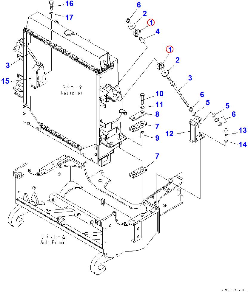 Diagram 285-03-11160 CUSHION - Komatsu