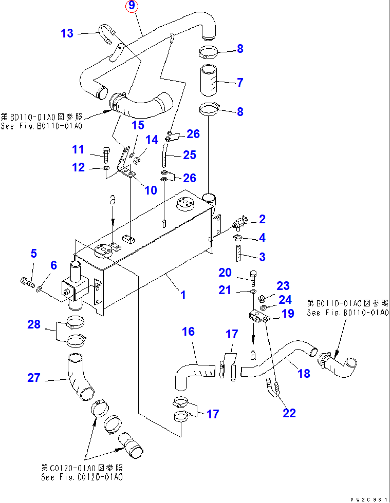 Diagram 56D-03-11681 TUBE - Komatsu