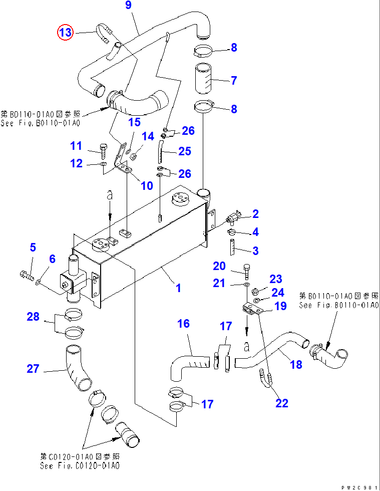 Diagram 07283-36155 CLIP - Komatsu
